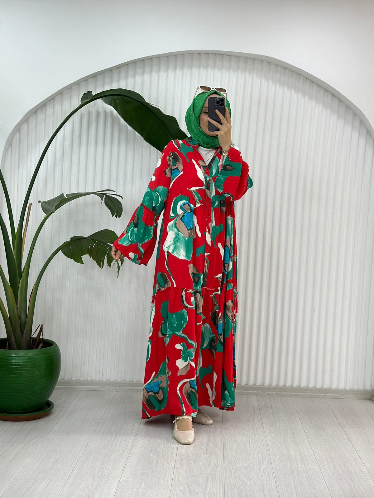 YAZLIK KIRMIZI ELBİSE STD