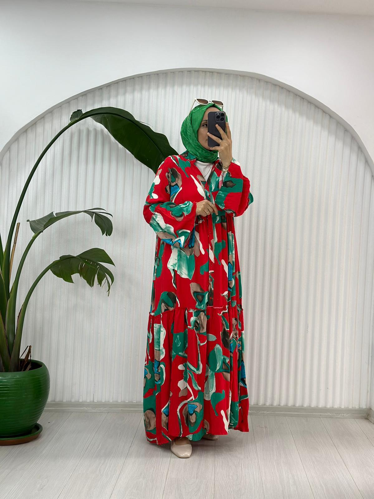 YAZLIK KIRMIZI ELBİSE STD