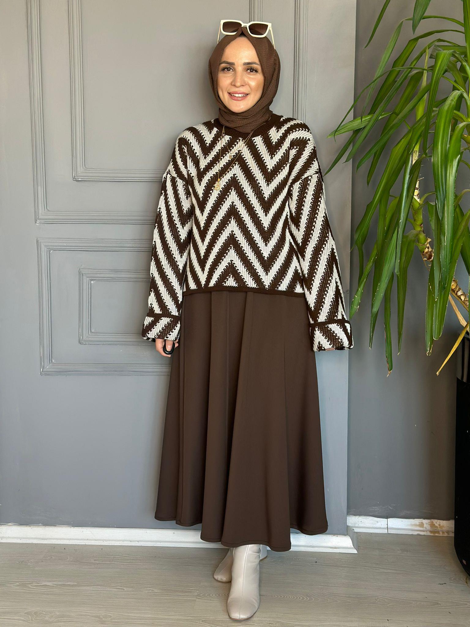 ZİKZAK KAZAK KAHVERENGİ  STD