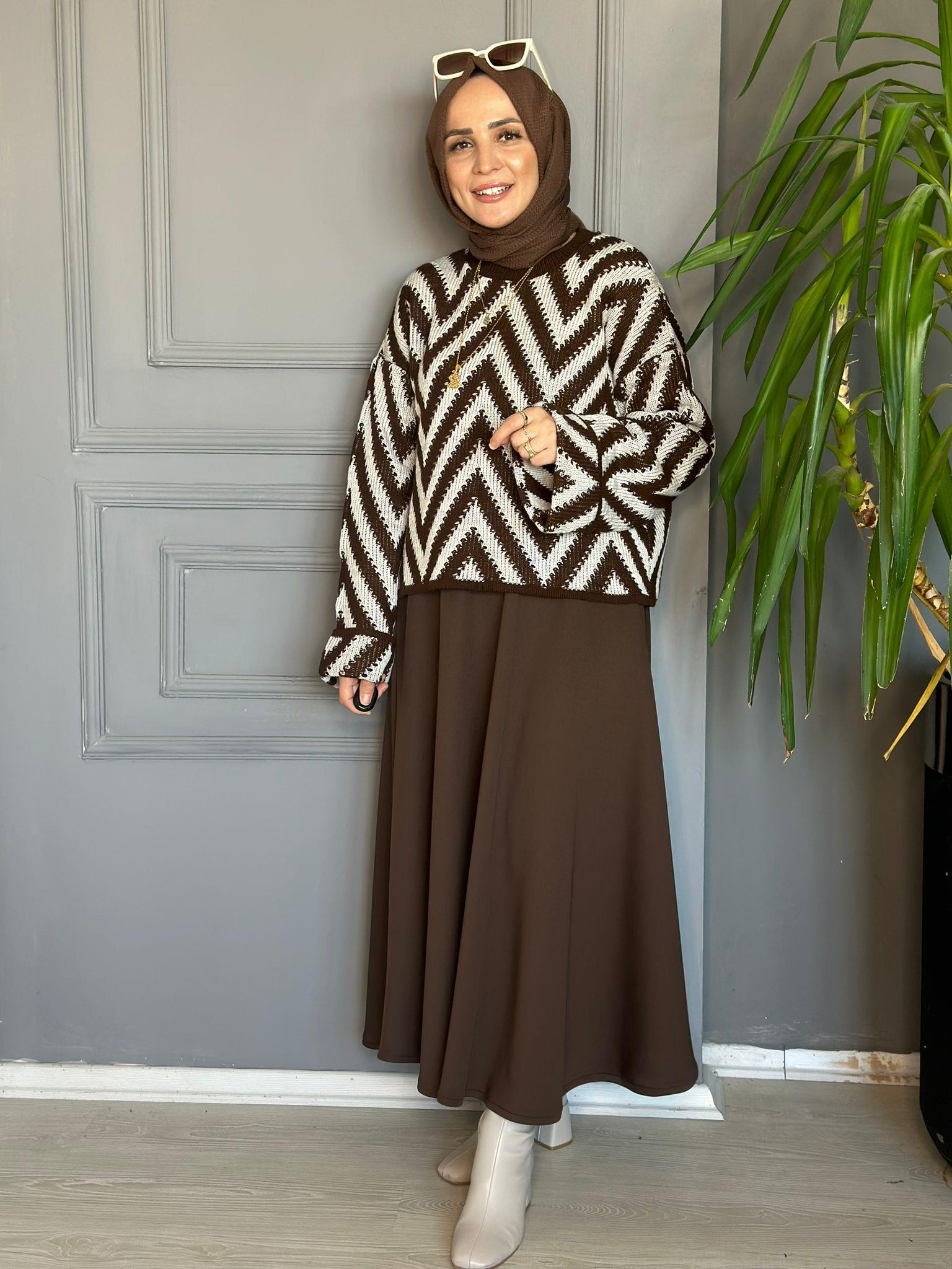 ZİKZAK KAZAK KAHVERENGİ  STD