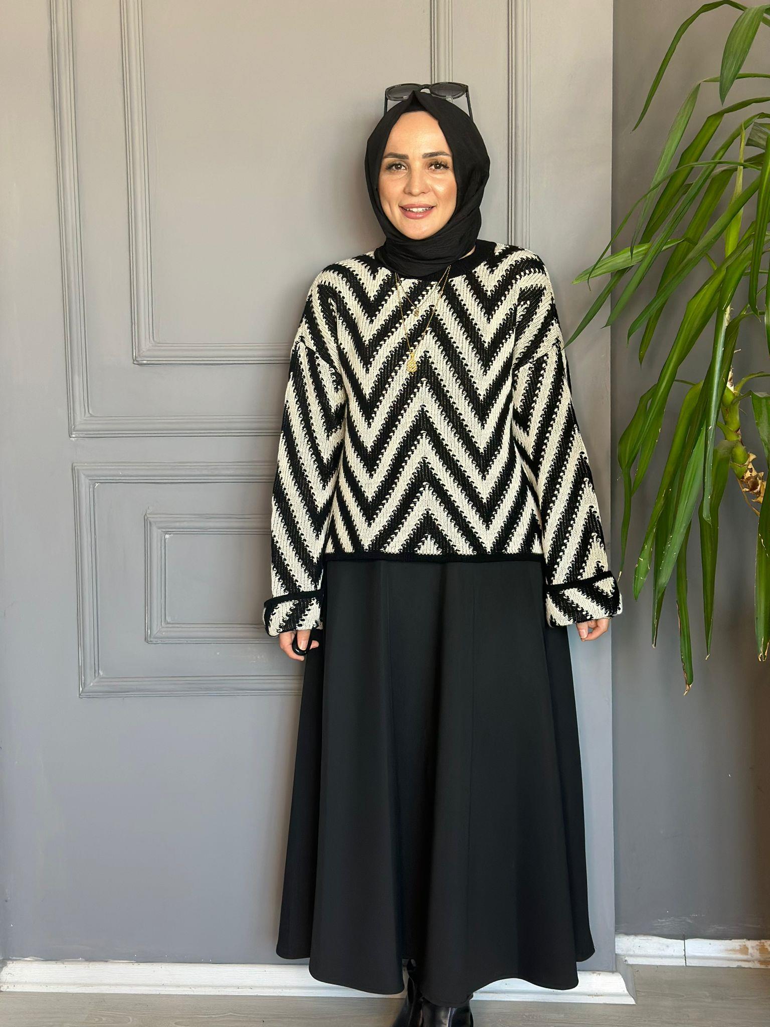 ZİKZAK KAZAK SİYAH STD