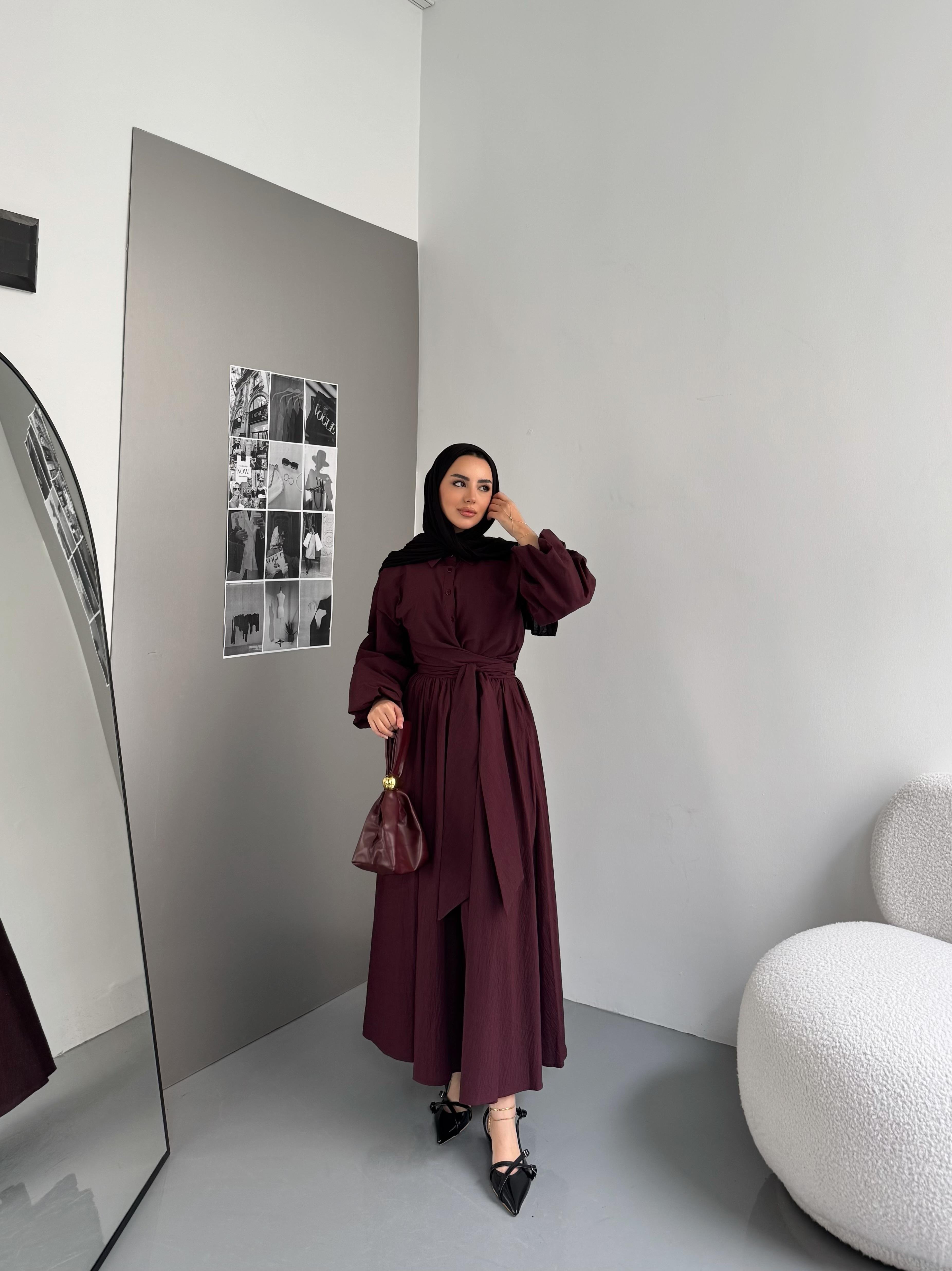 Belden Bağlamalı Ahsen Takım Bordo