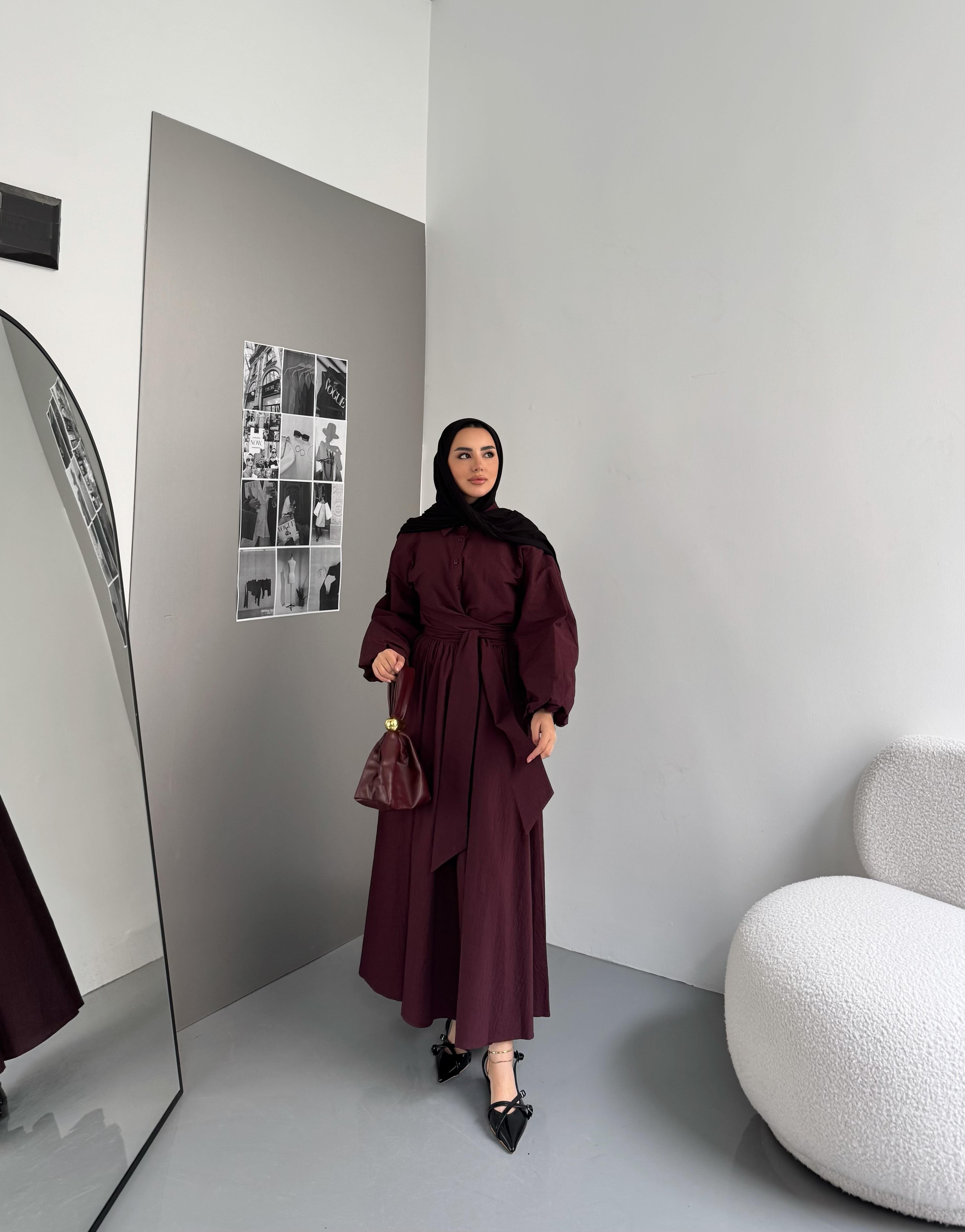 Belden Bağlamalı Ahsen Takım Bordo