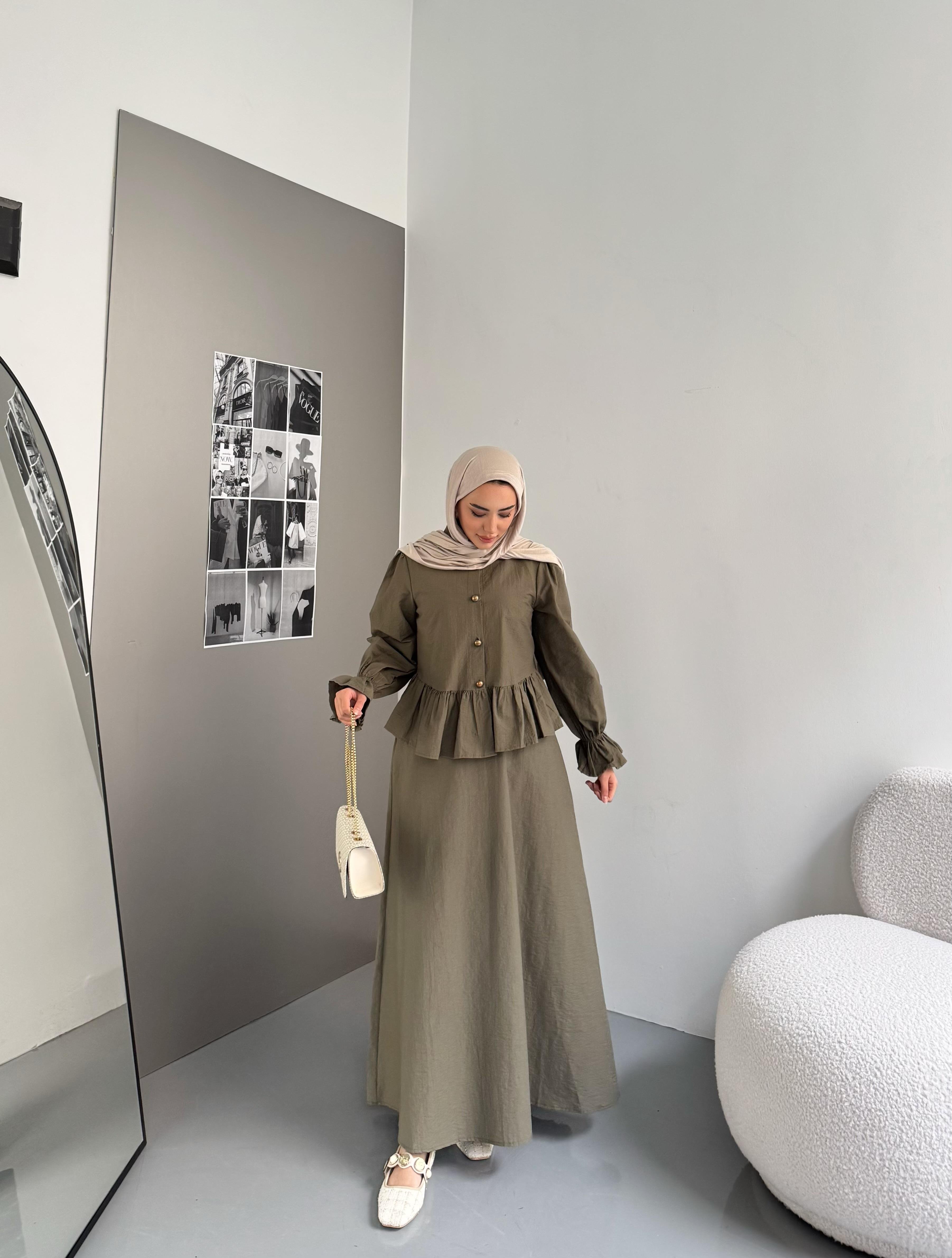 Kolları Lastikli Siina Takım Haki