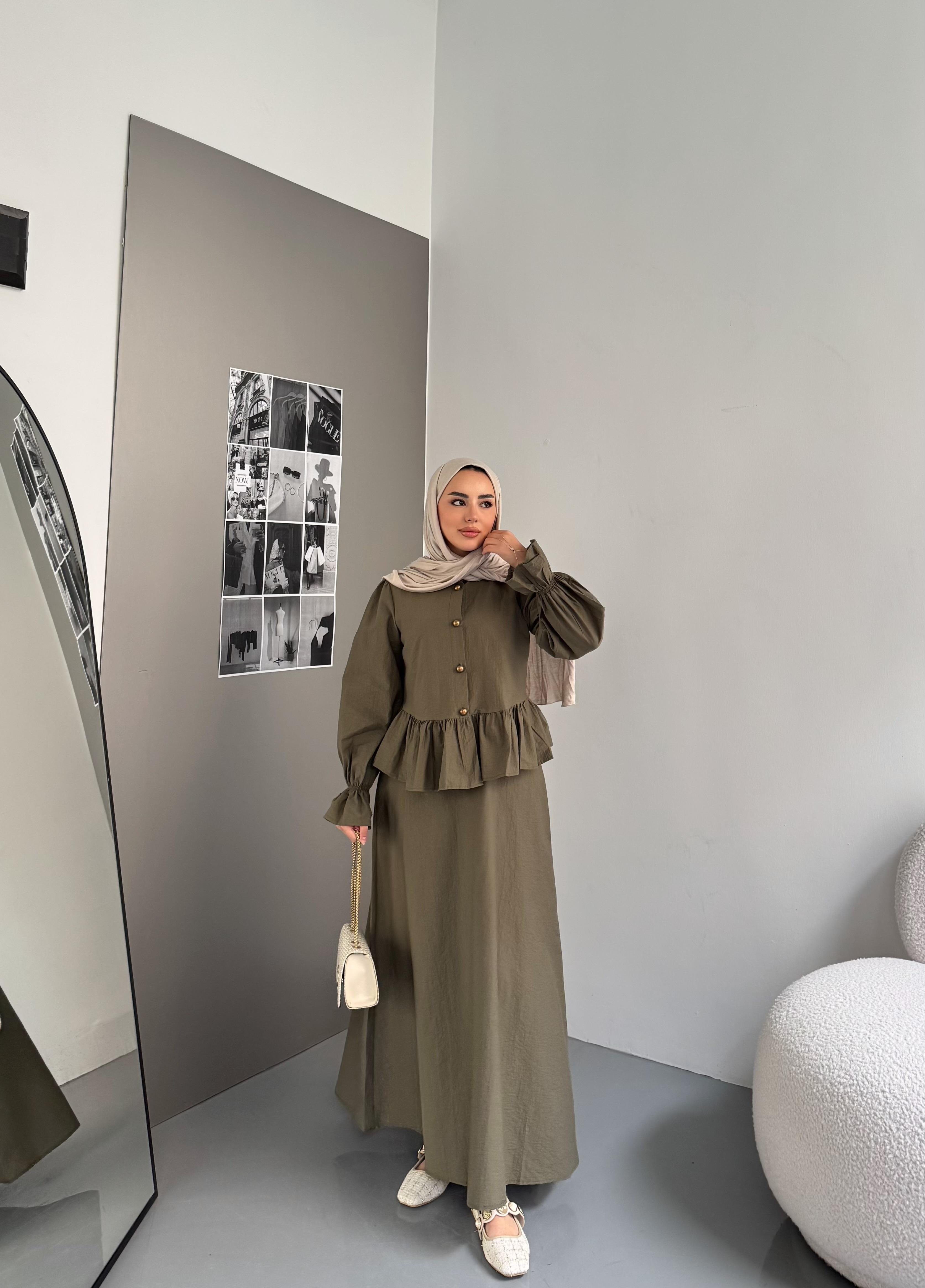 Kolları Lastikli Siina Takım Haki