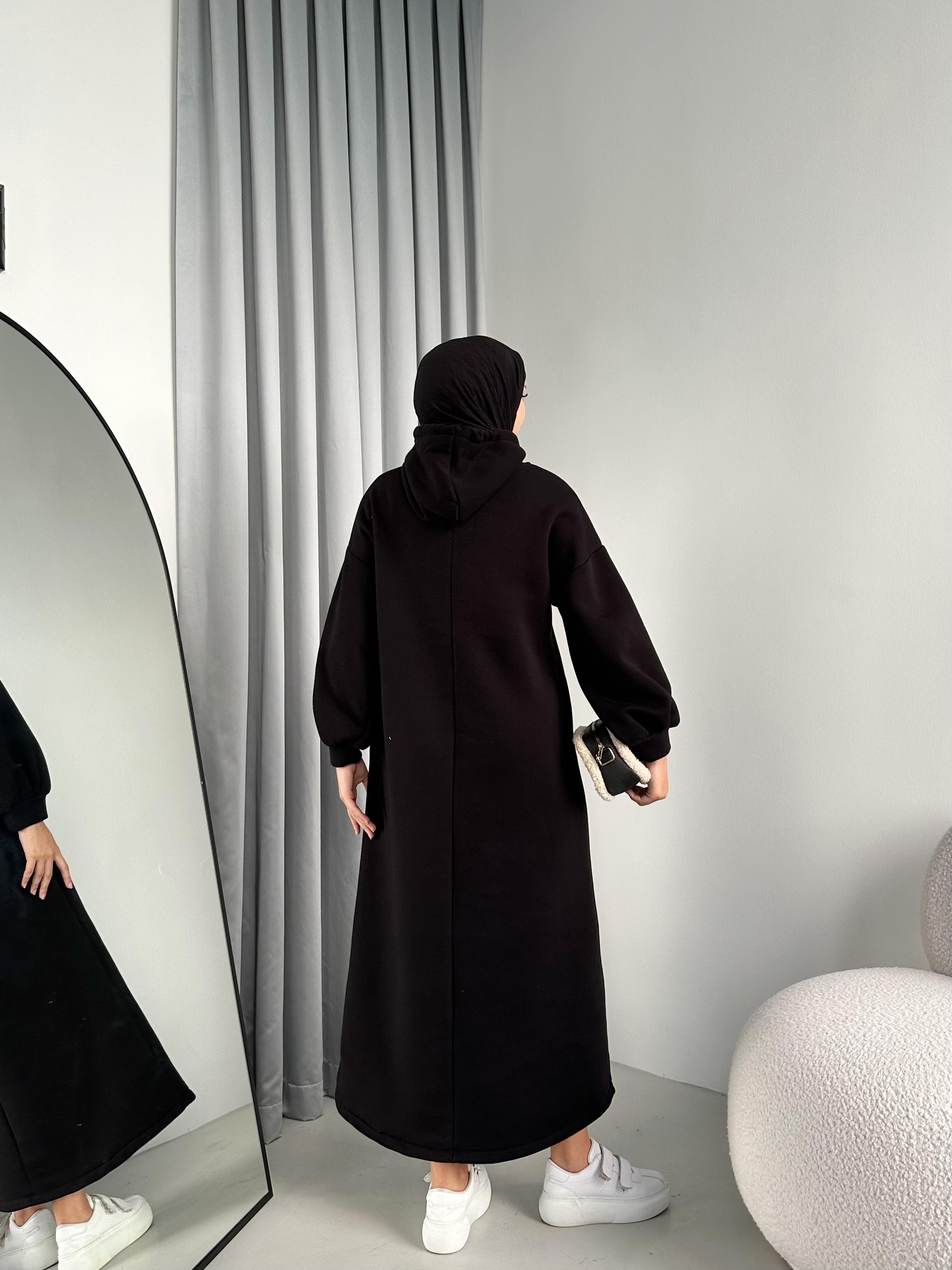 Lady 3 İplik Şardonlu Elbise Siyah