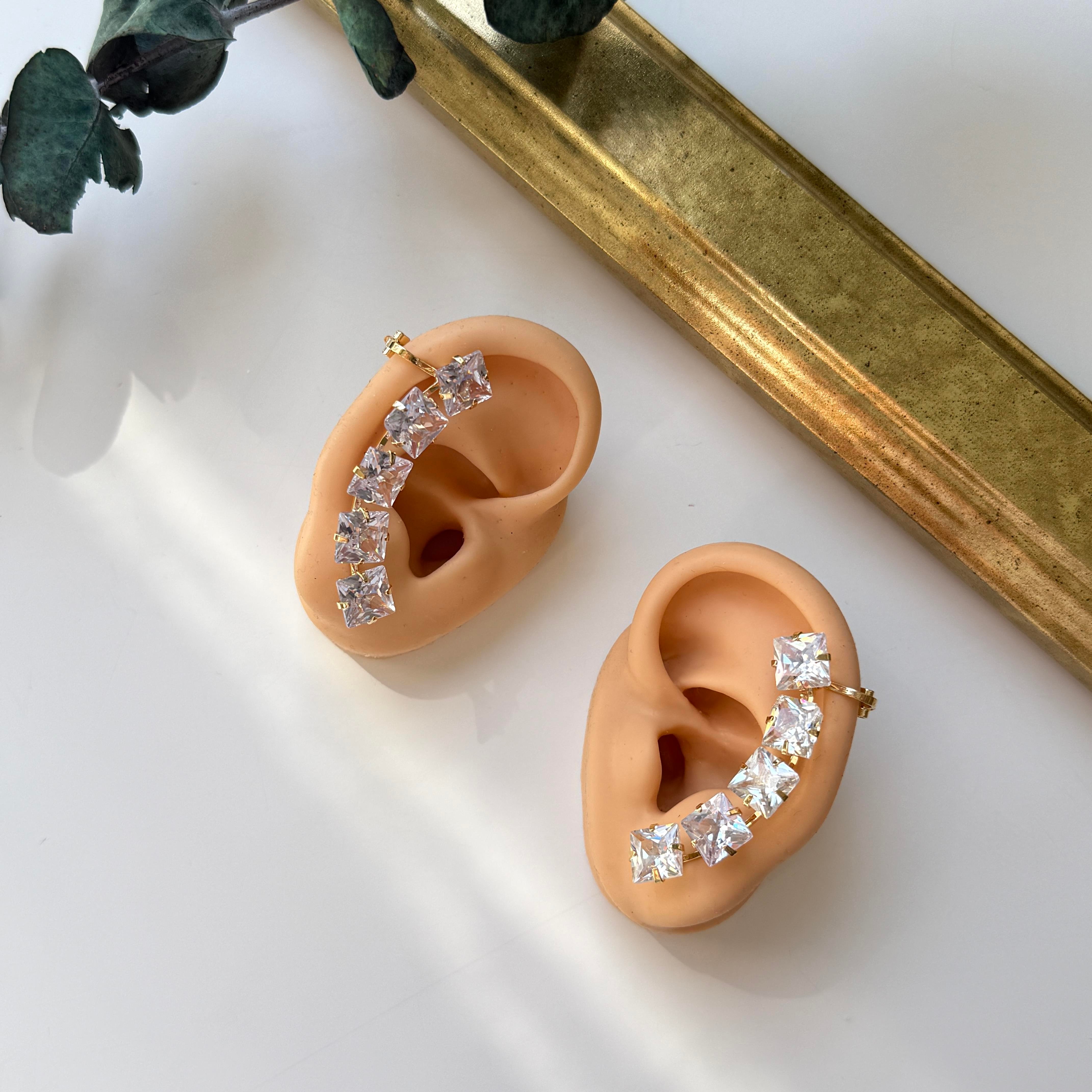 2li Baget Taş Earcuff Gold