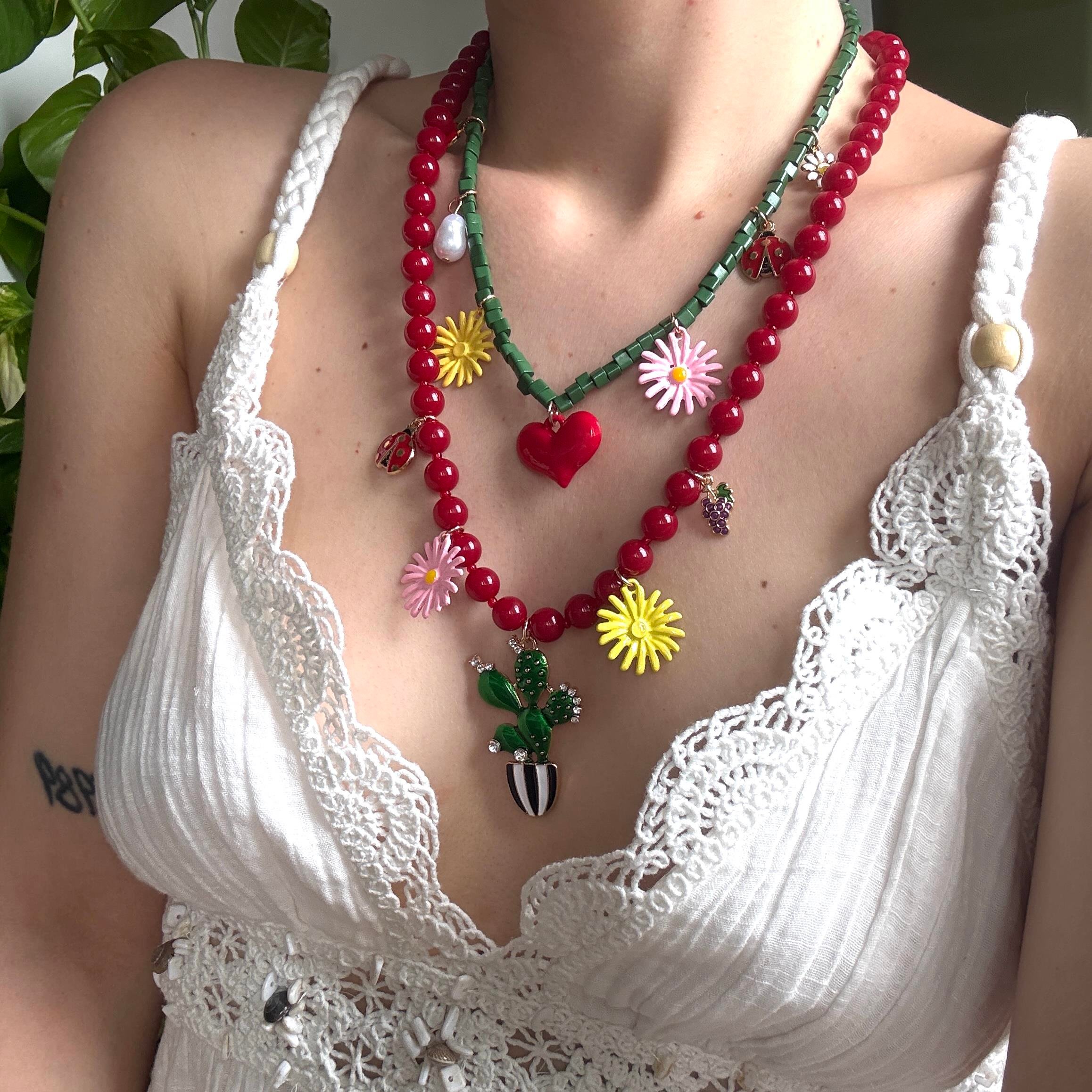 2li Boncuklu Charm Kolye