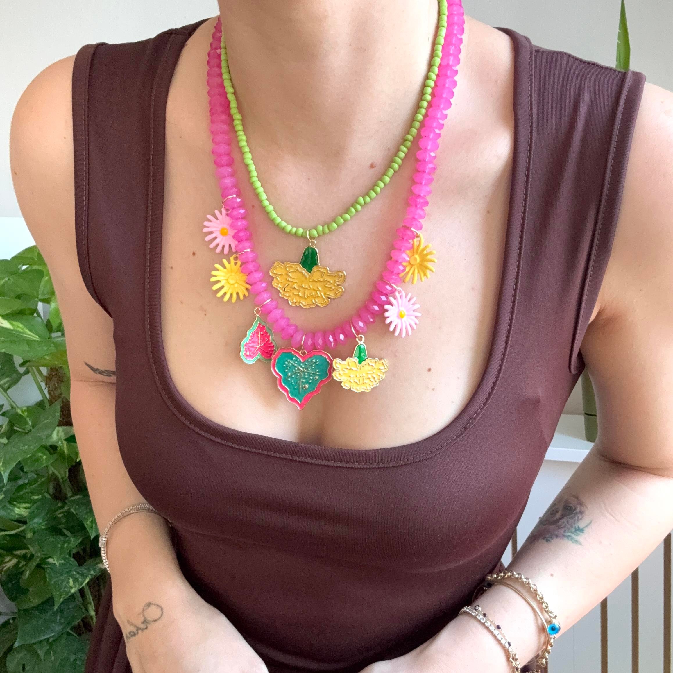 2li Boncuklu Charm Kolye