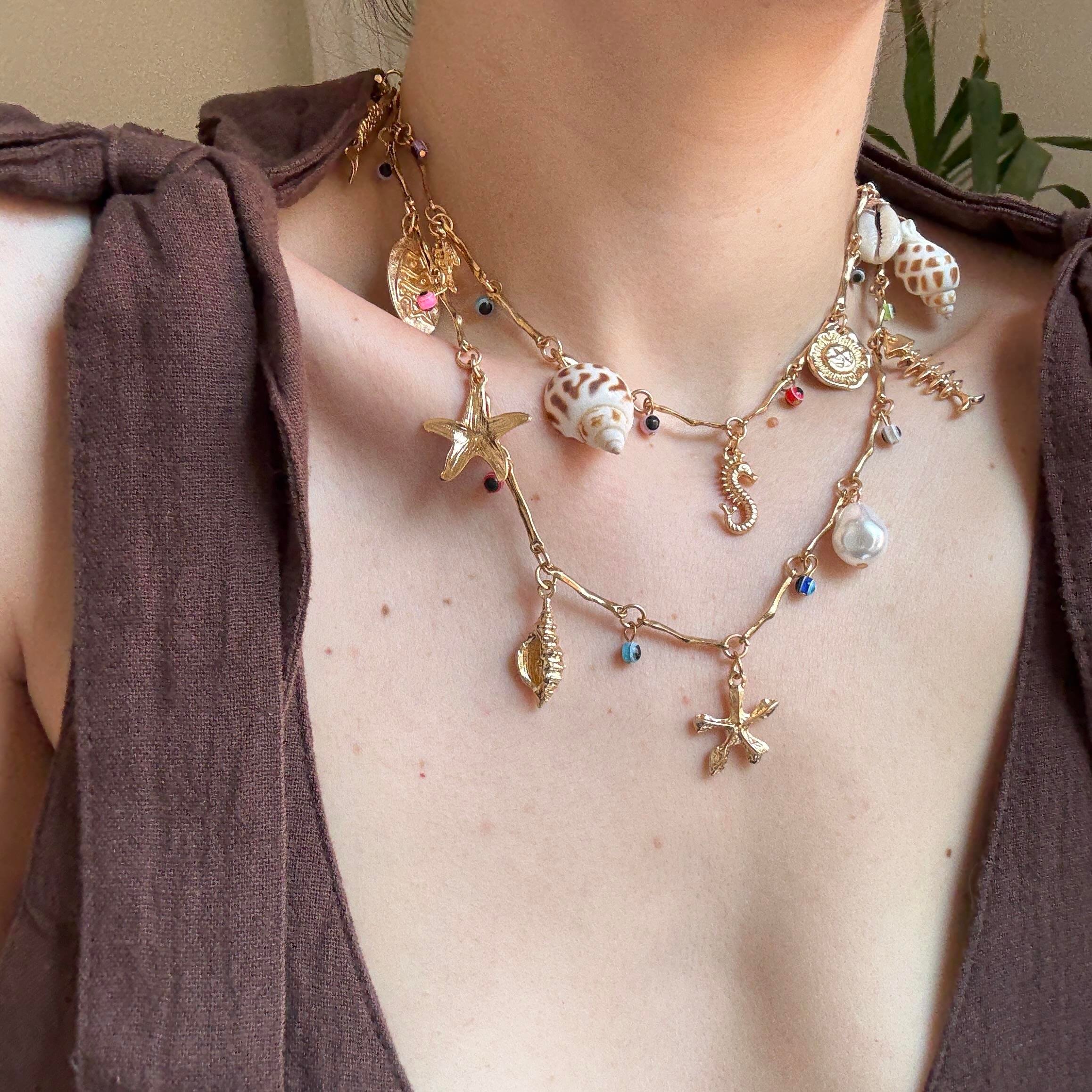 2li Deniz Kabuklu Charm Kolye