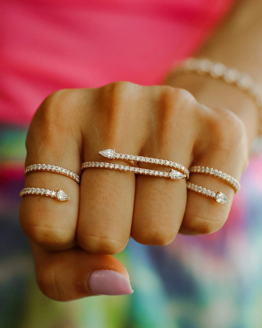 2li Görünüm Taşlı Ok Yüzük