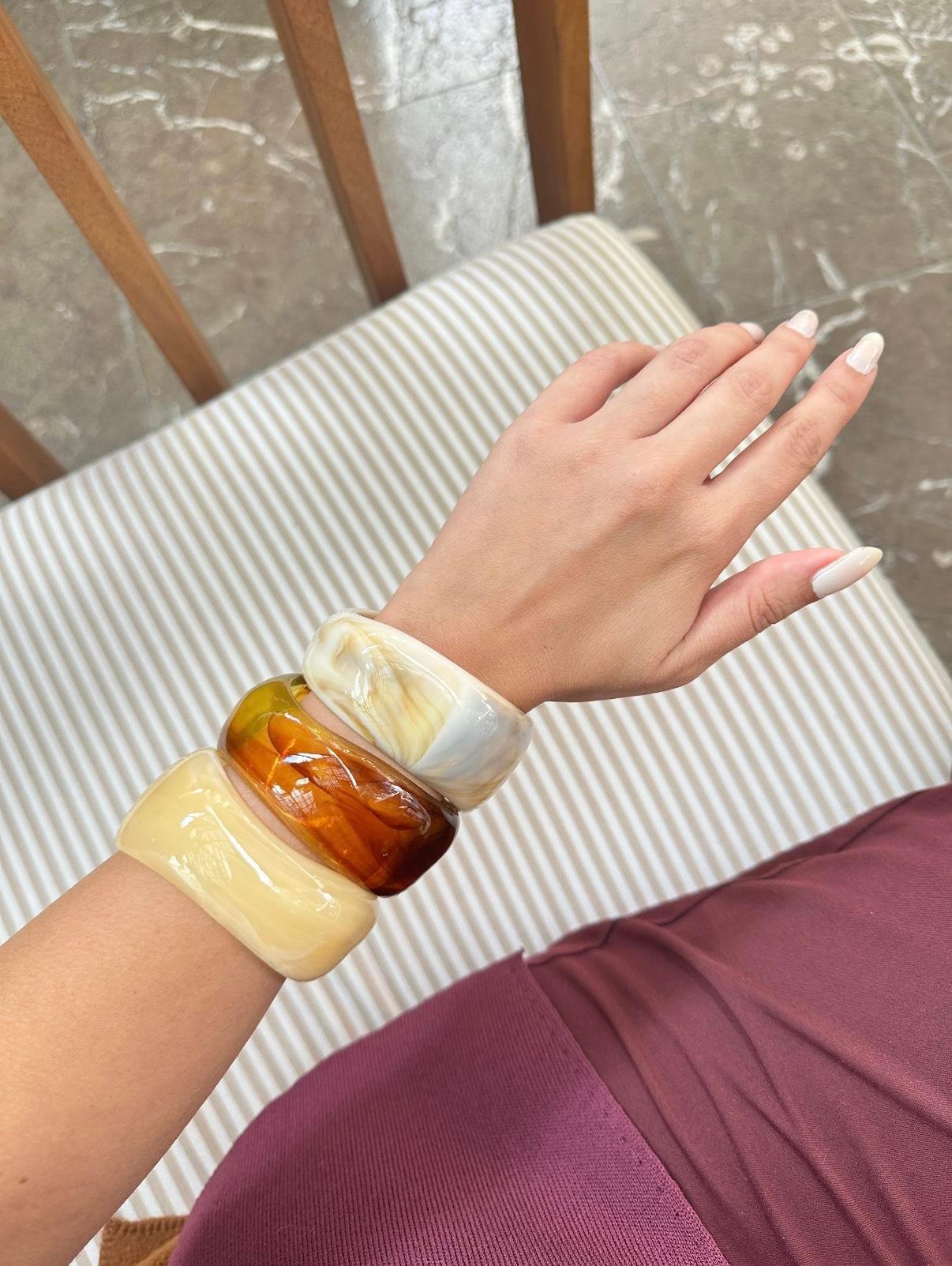 3lü Kahve&Krem Kemik Bilezik Seti