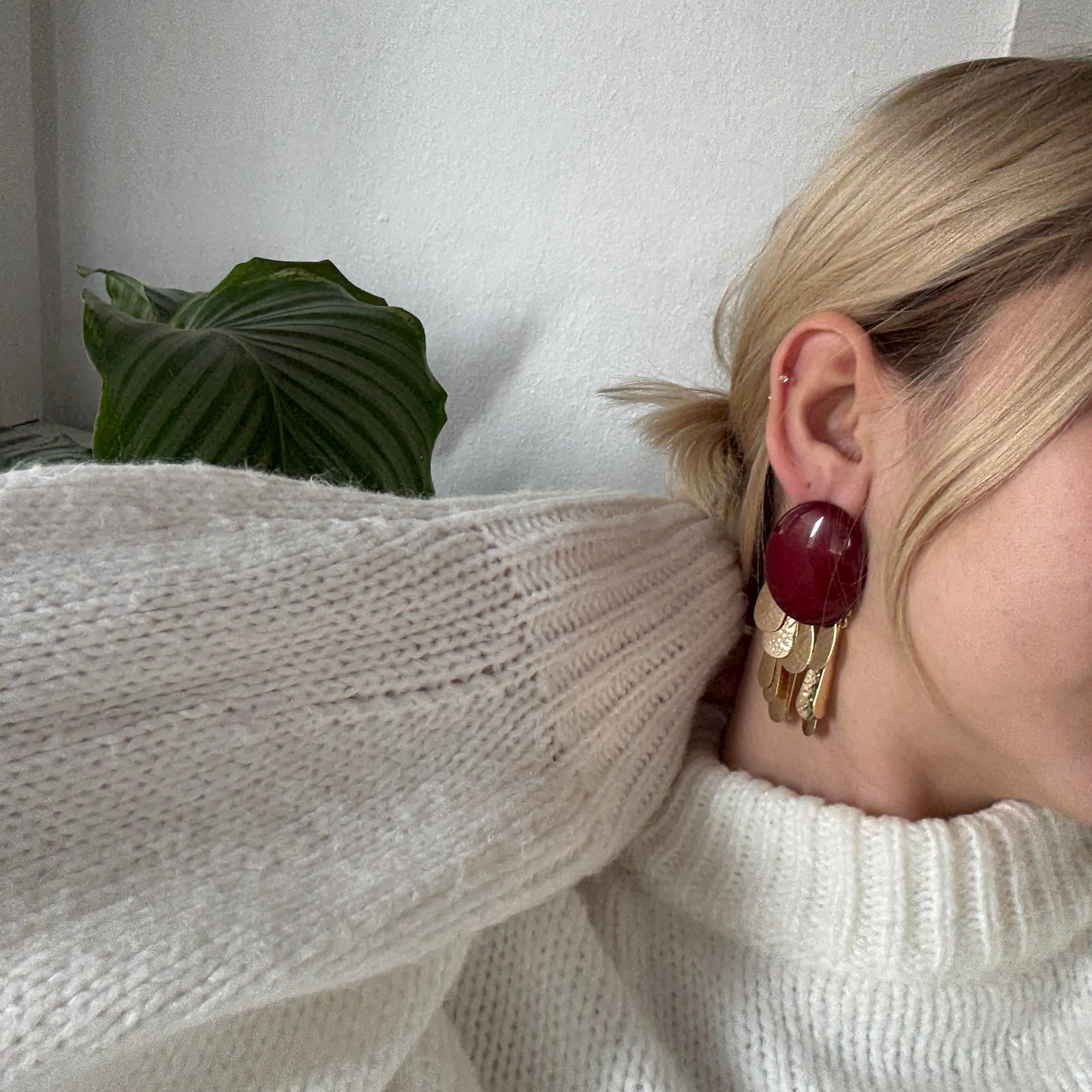 Bordo Amber Küpe