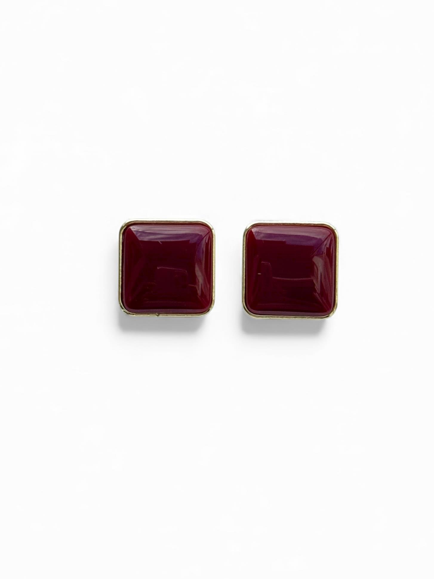 Bordo Kare Vintage Küpe