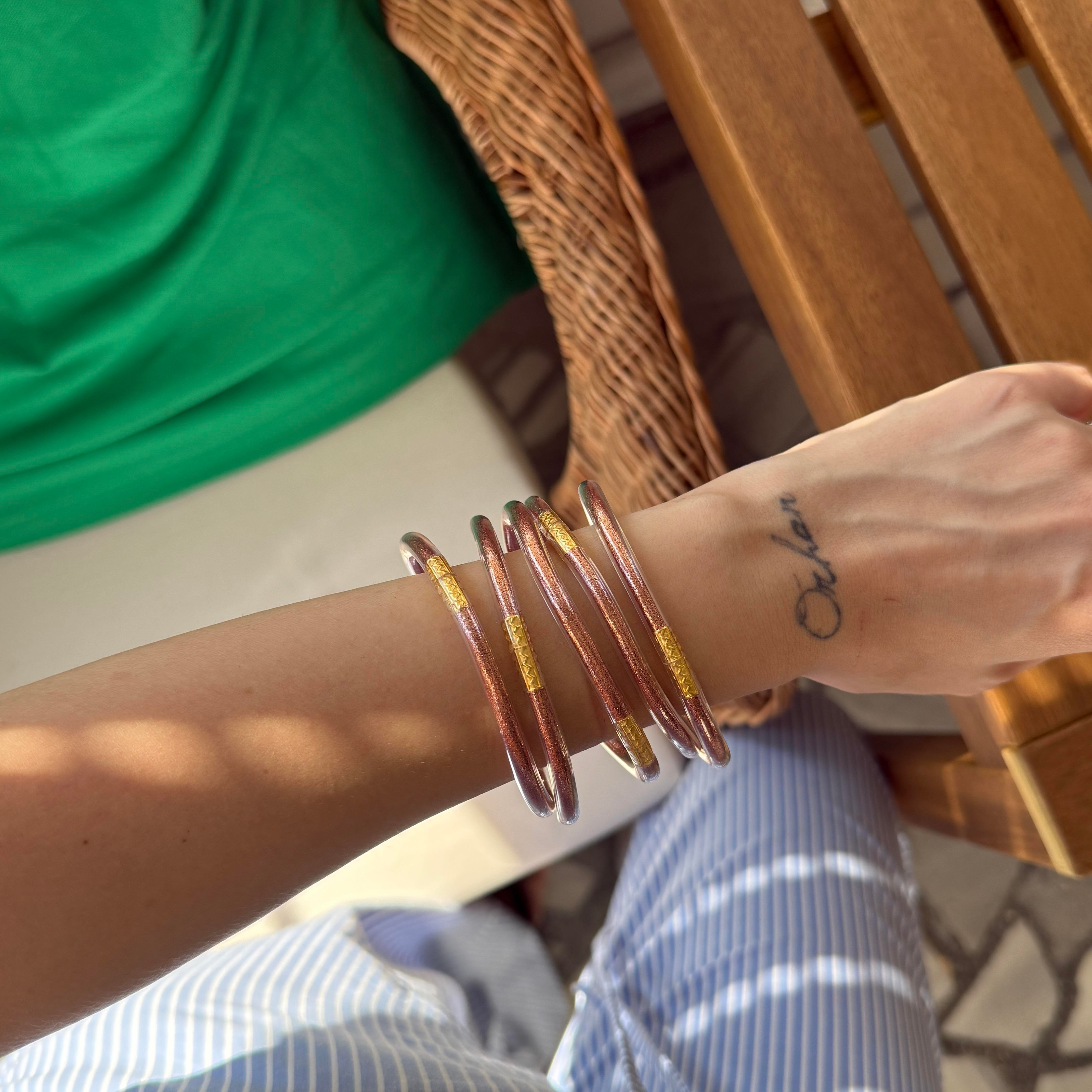 Bronz Plastik Simli Bilezik Seti