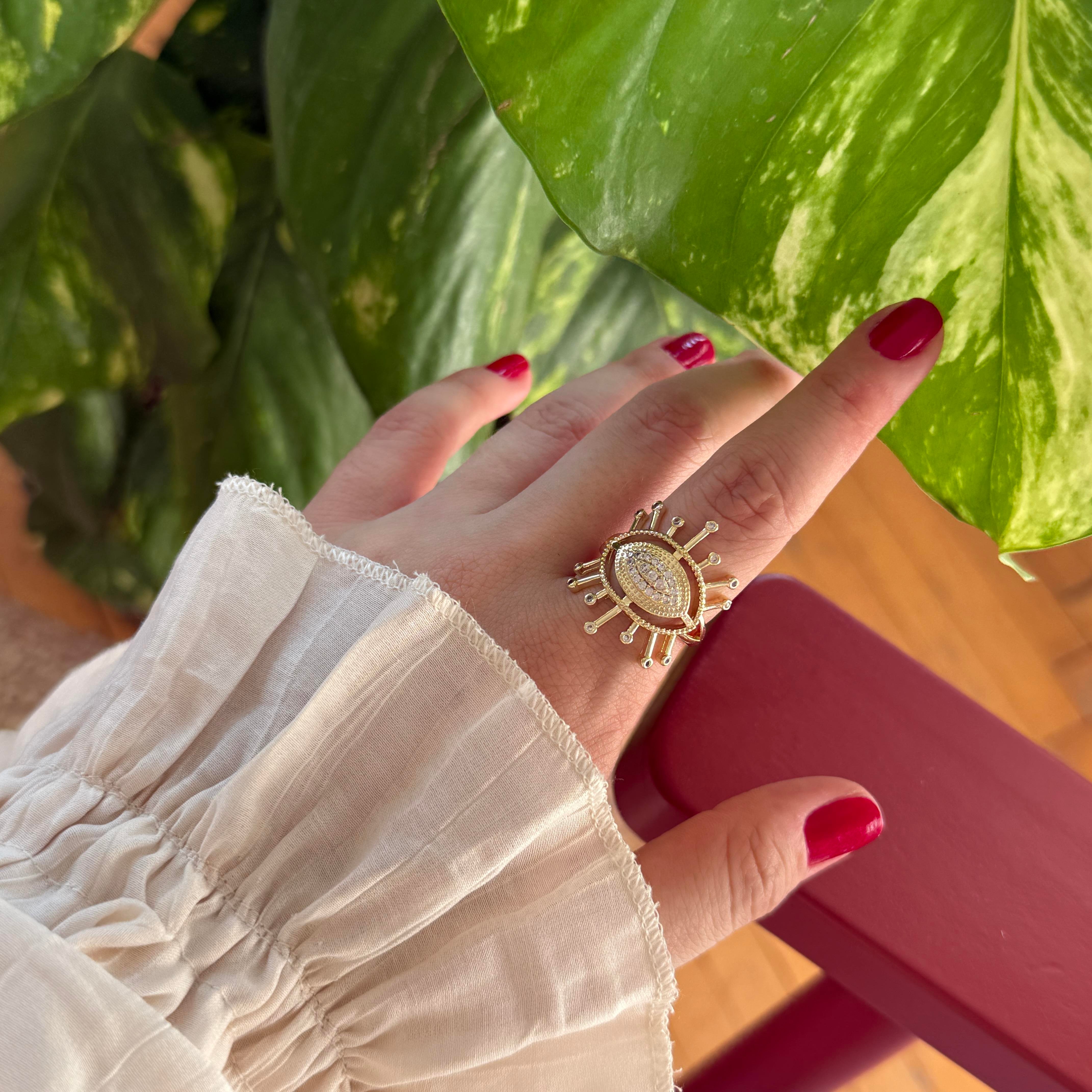 Büyük Taşlı Göz Yüzük