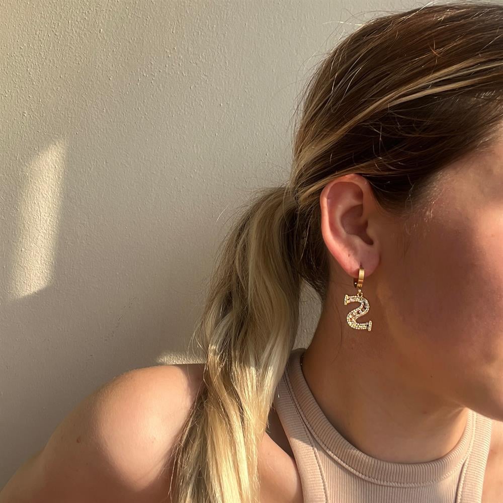 Çelik Baget Taşlı Harf Küpe