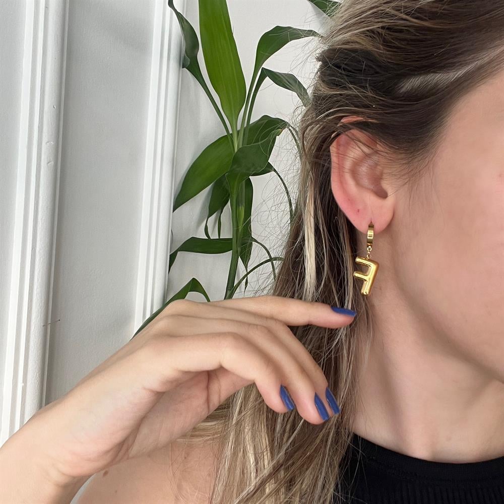 Çelik Balon Harf Küpe ÇİFT