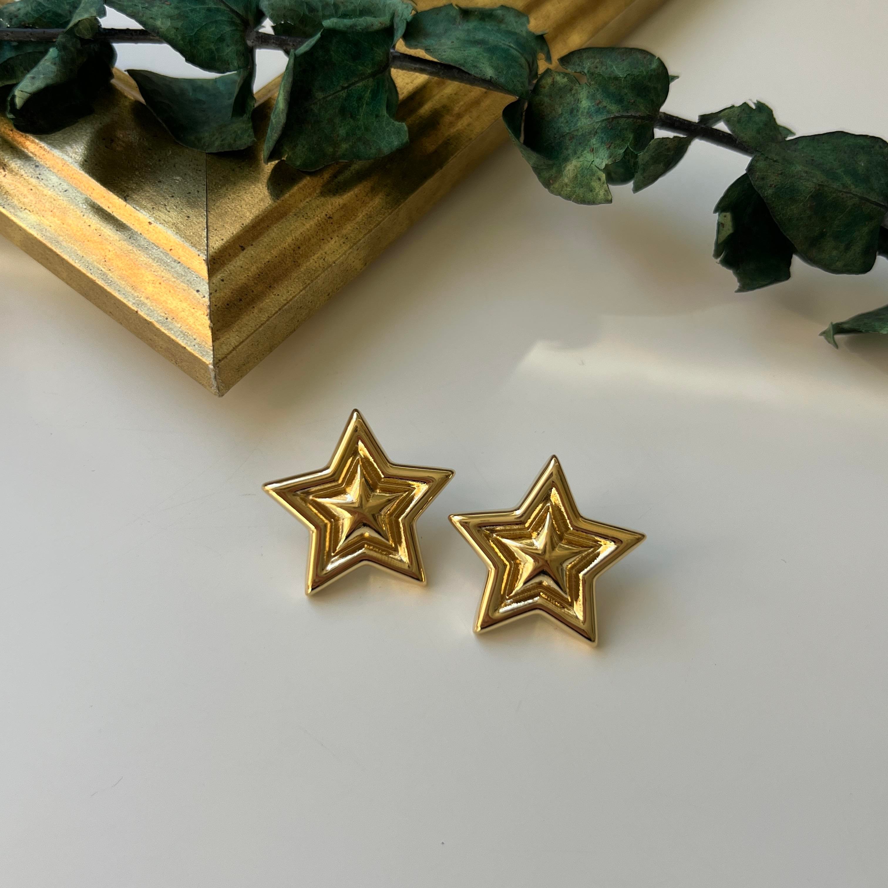 Çelik Bombe Yıldız Küpe