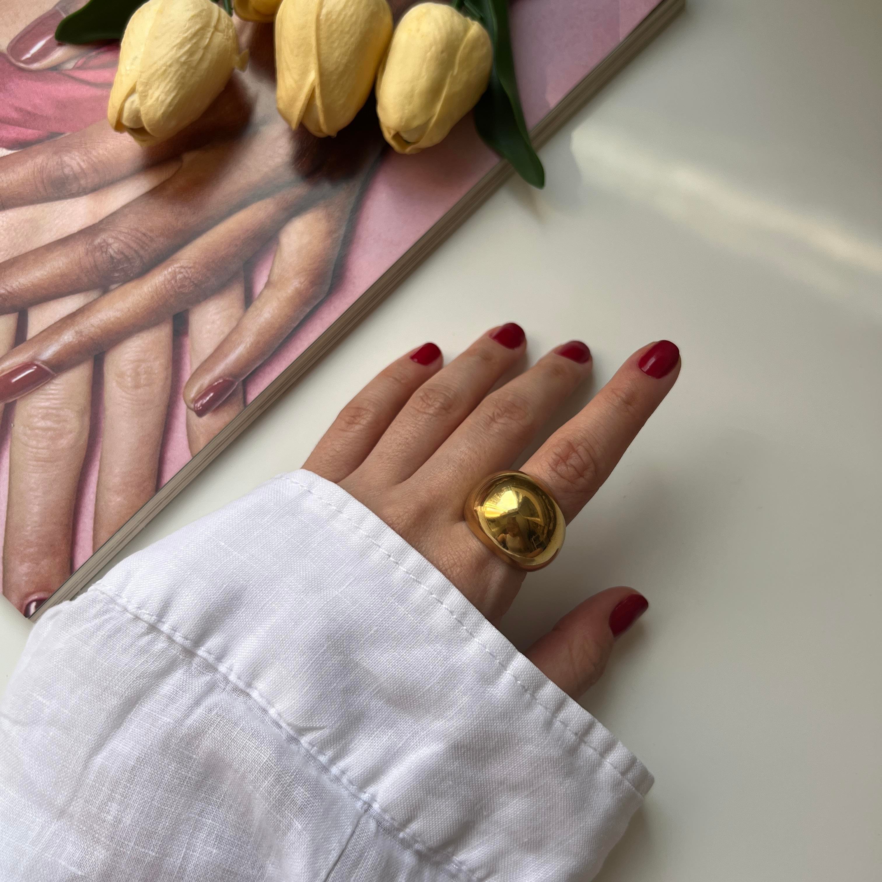 Çelik Gold Bombe Yüzük