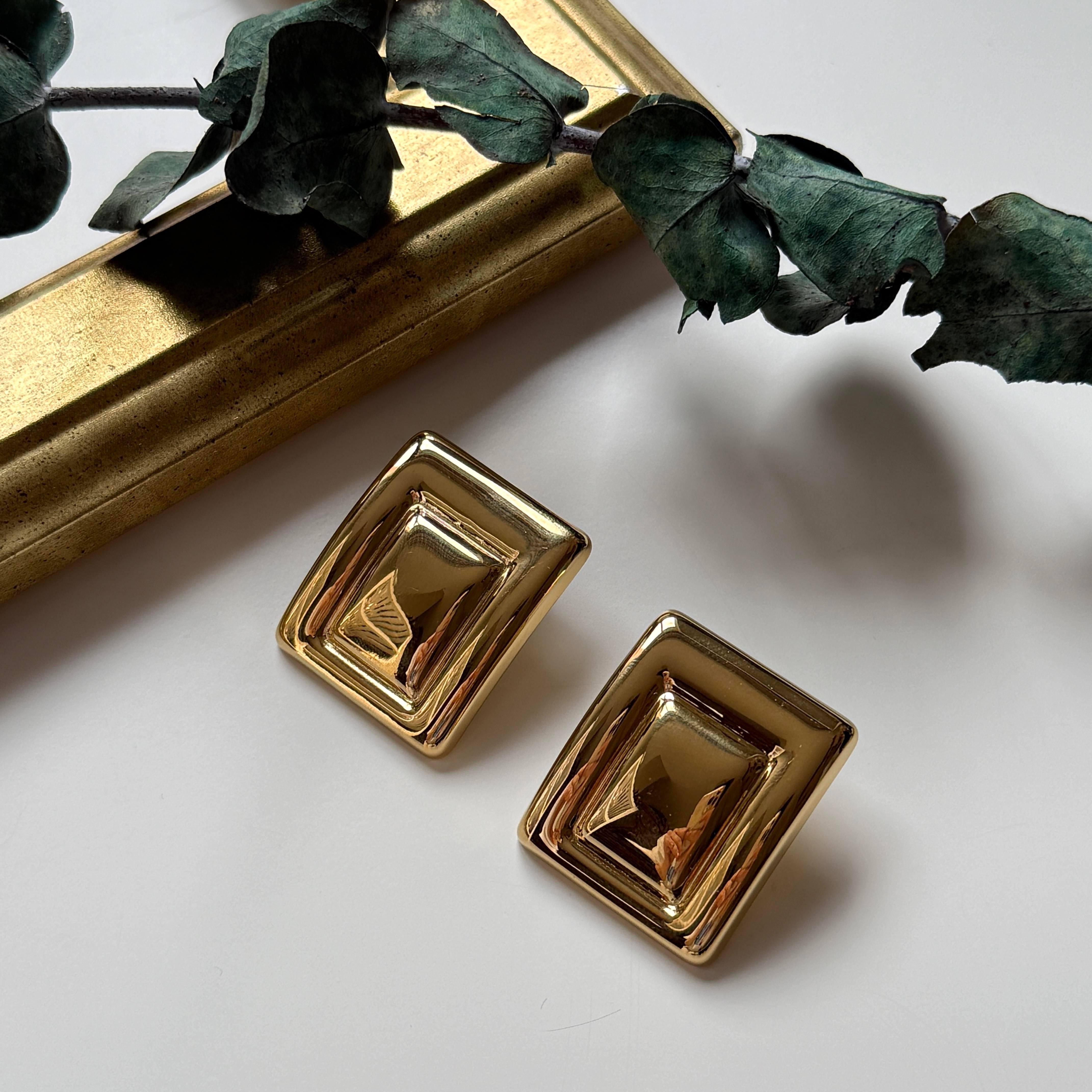 Çelik Gold Plaka Küpe
