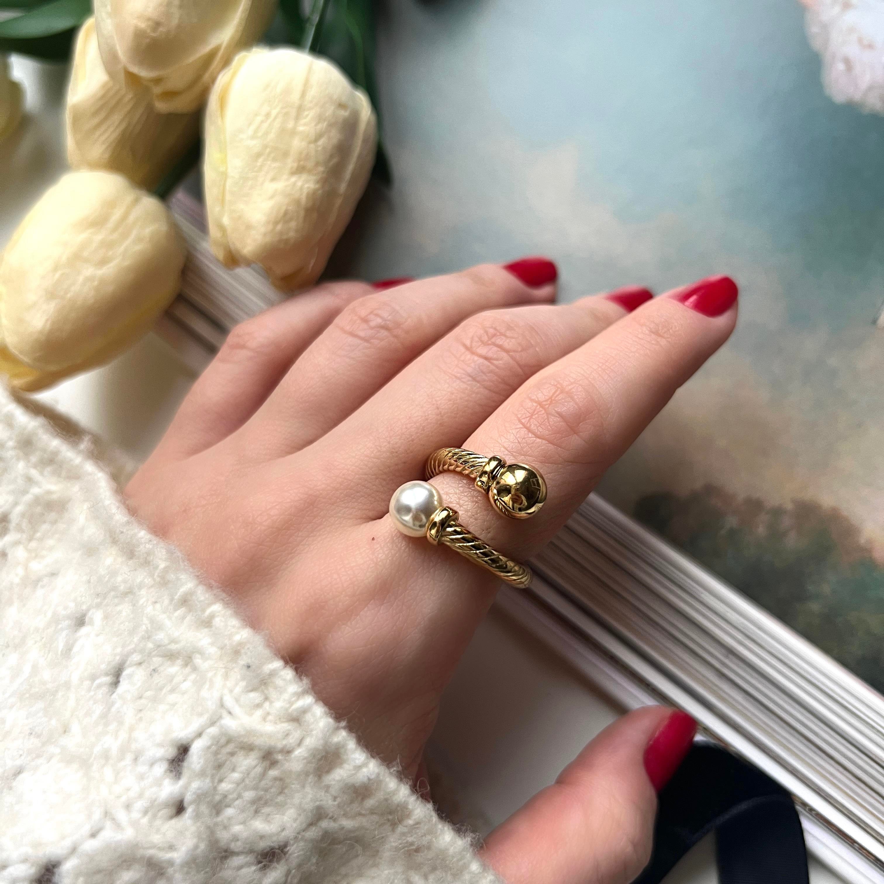 Çelik Gold&İnci Yüzük