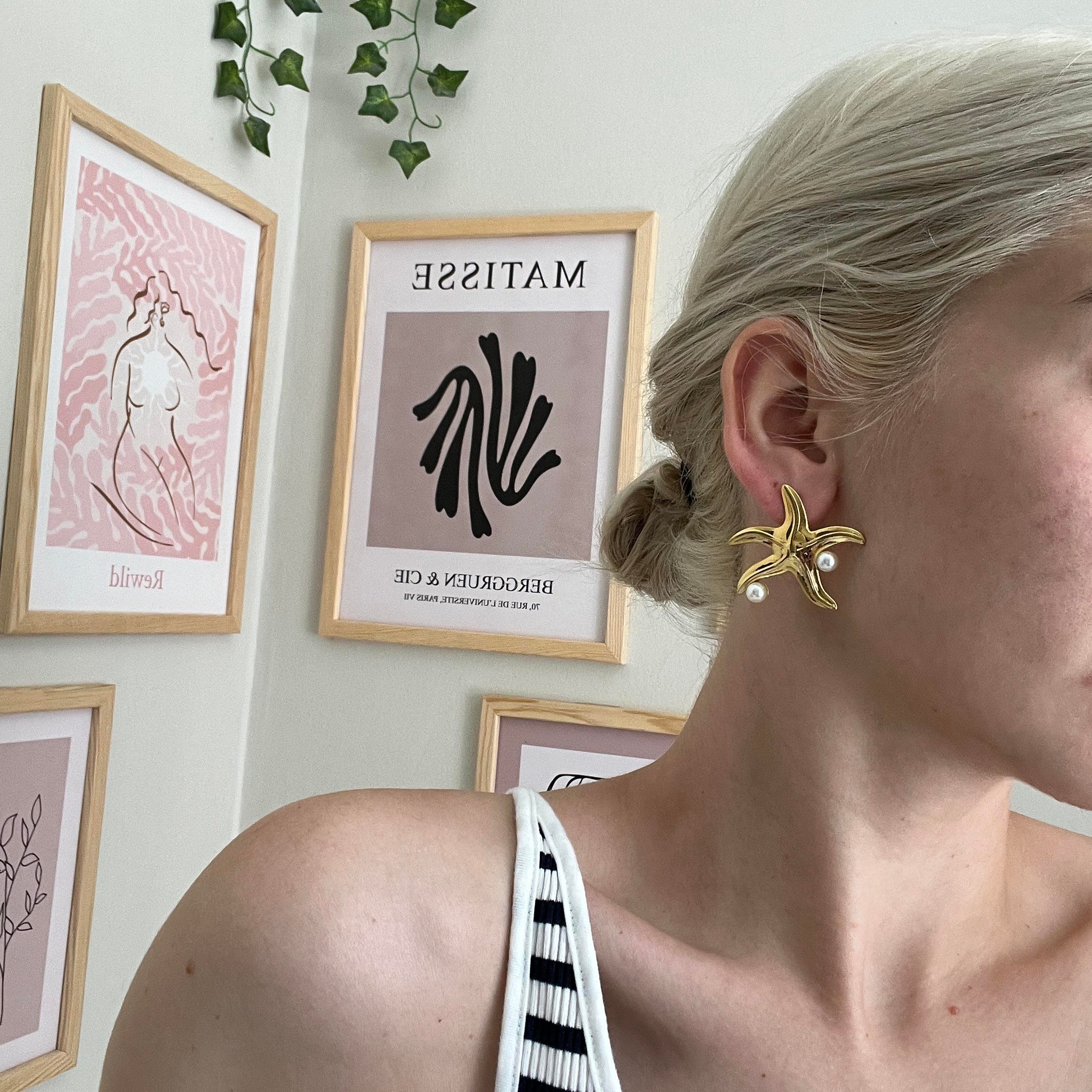 Çelik İncili Deniz Yıldızı Küpe