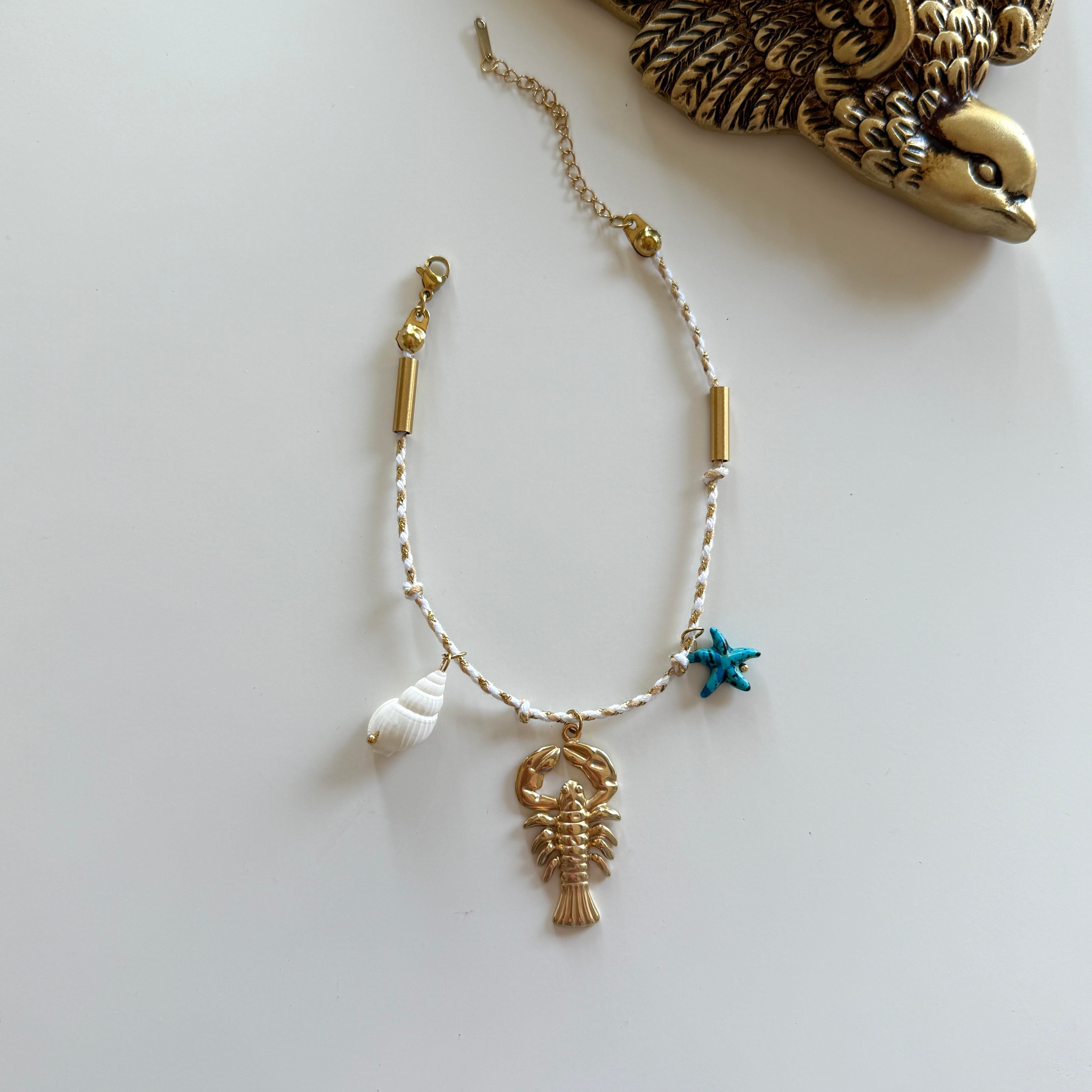 Çelik Istakoz Charmlı İp Halhal