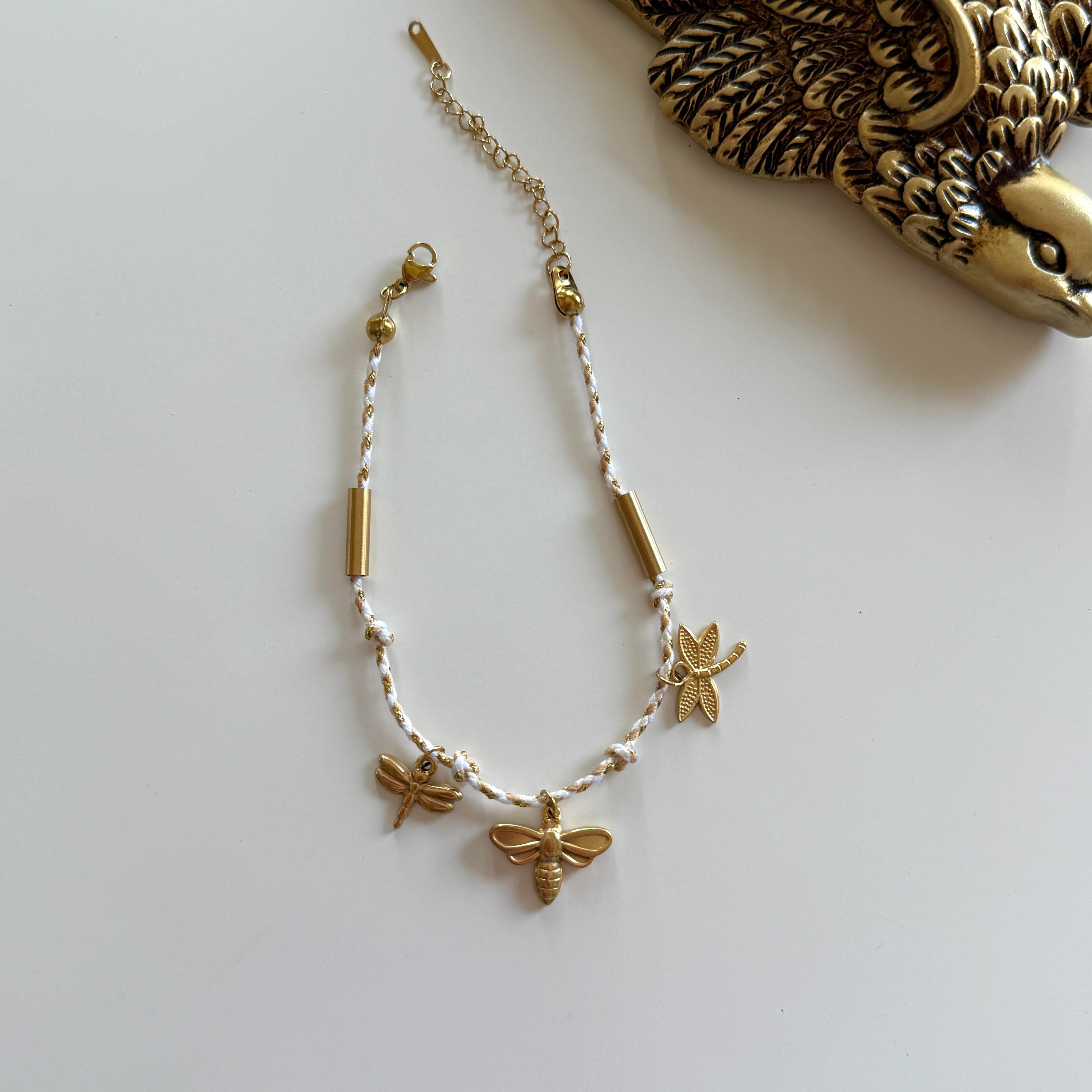 Çelik Kelebek Charmlı İp Halhal