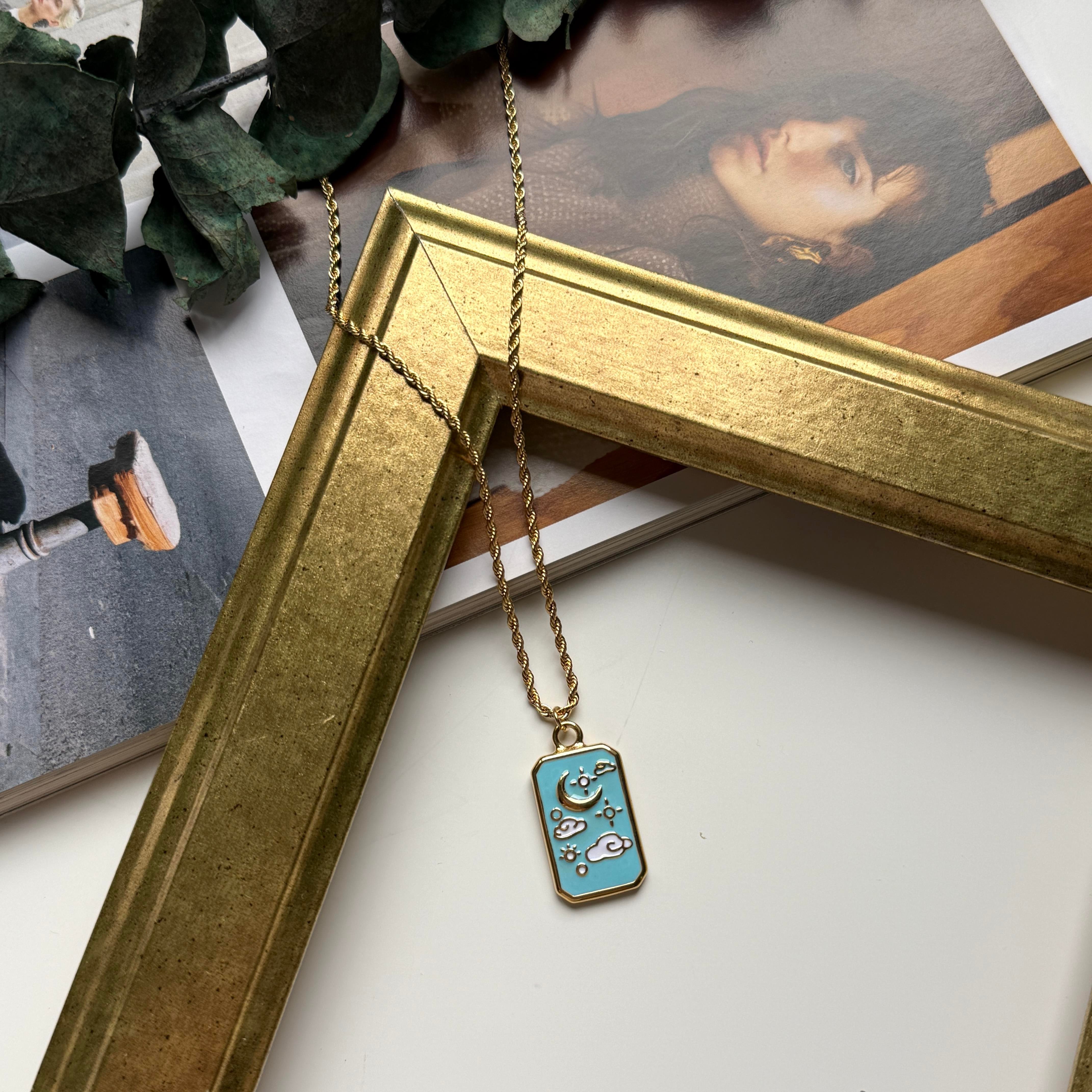 Çelik Mavi Plaka Night Kolye