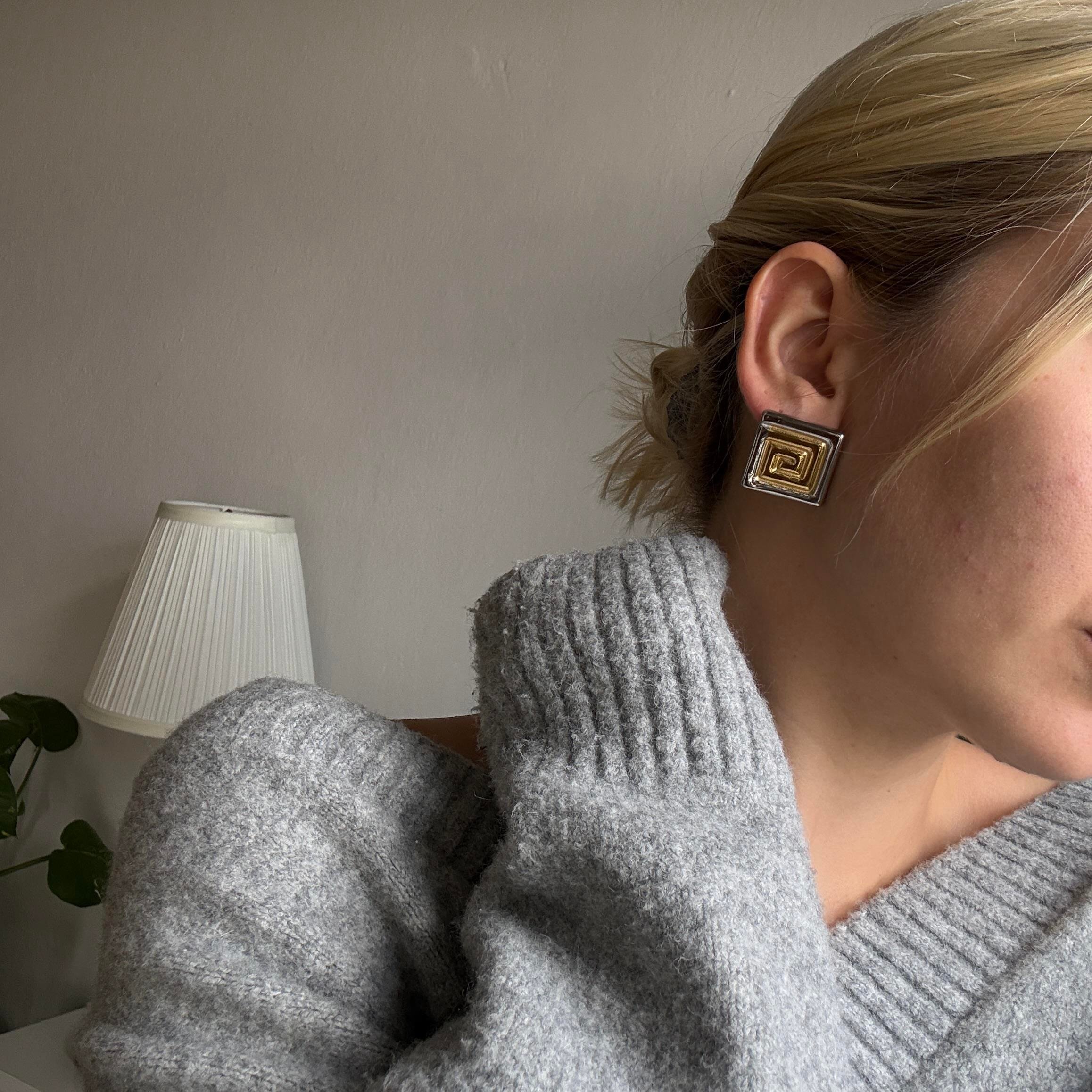 Çelik Mix Labirent Küpe