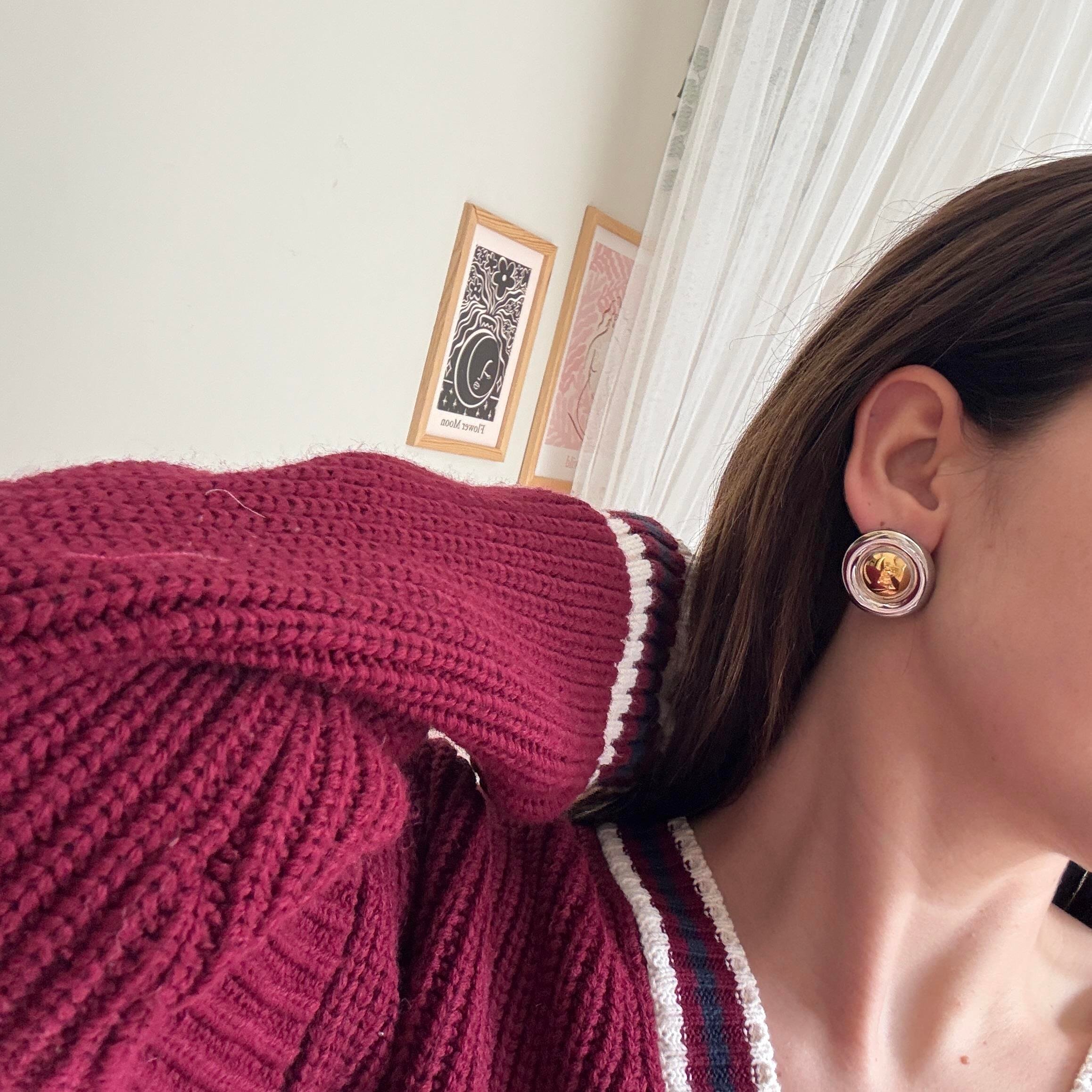 Çelik Mix Oval Küpe