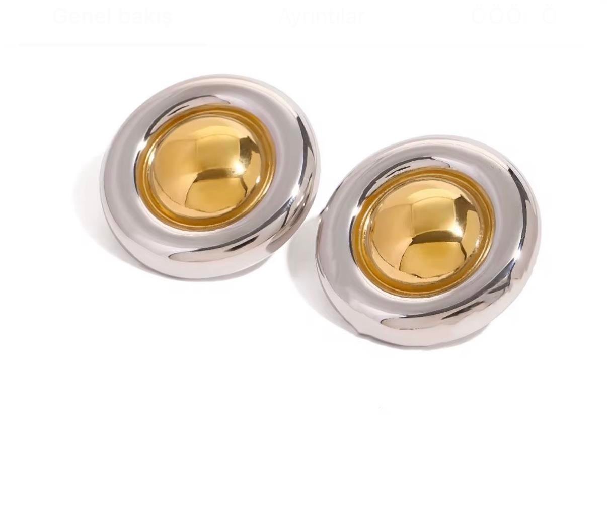 Çelik Mix Oval Küpe