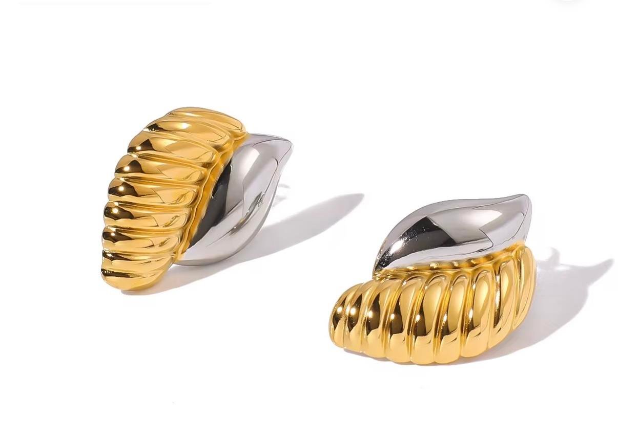 Çelik Mix Oval Tırtıklı Küpe