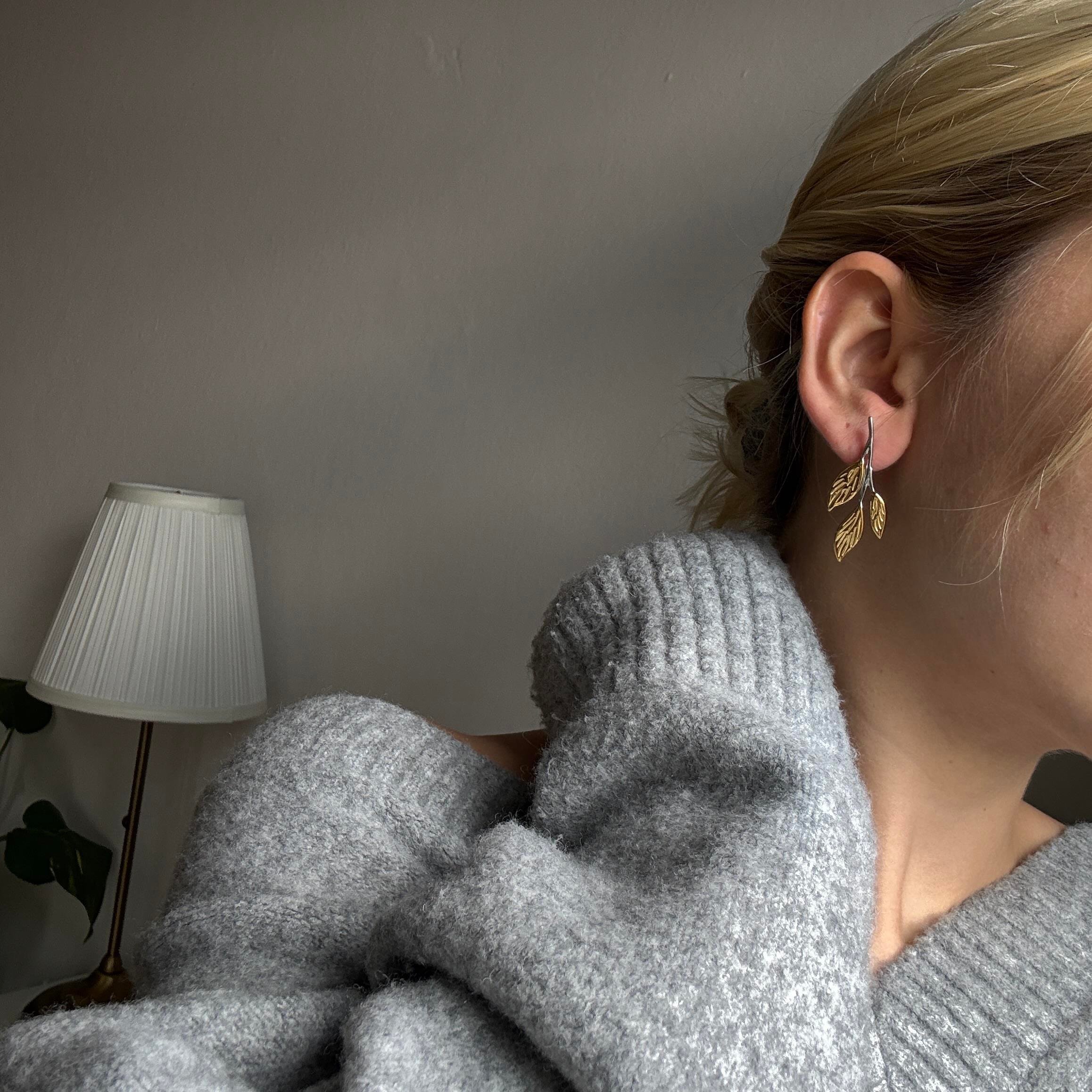 Çelik Mix Yaprak Küpe