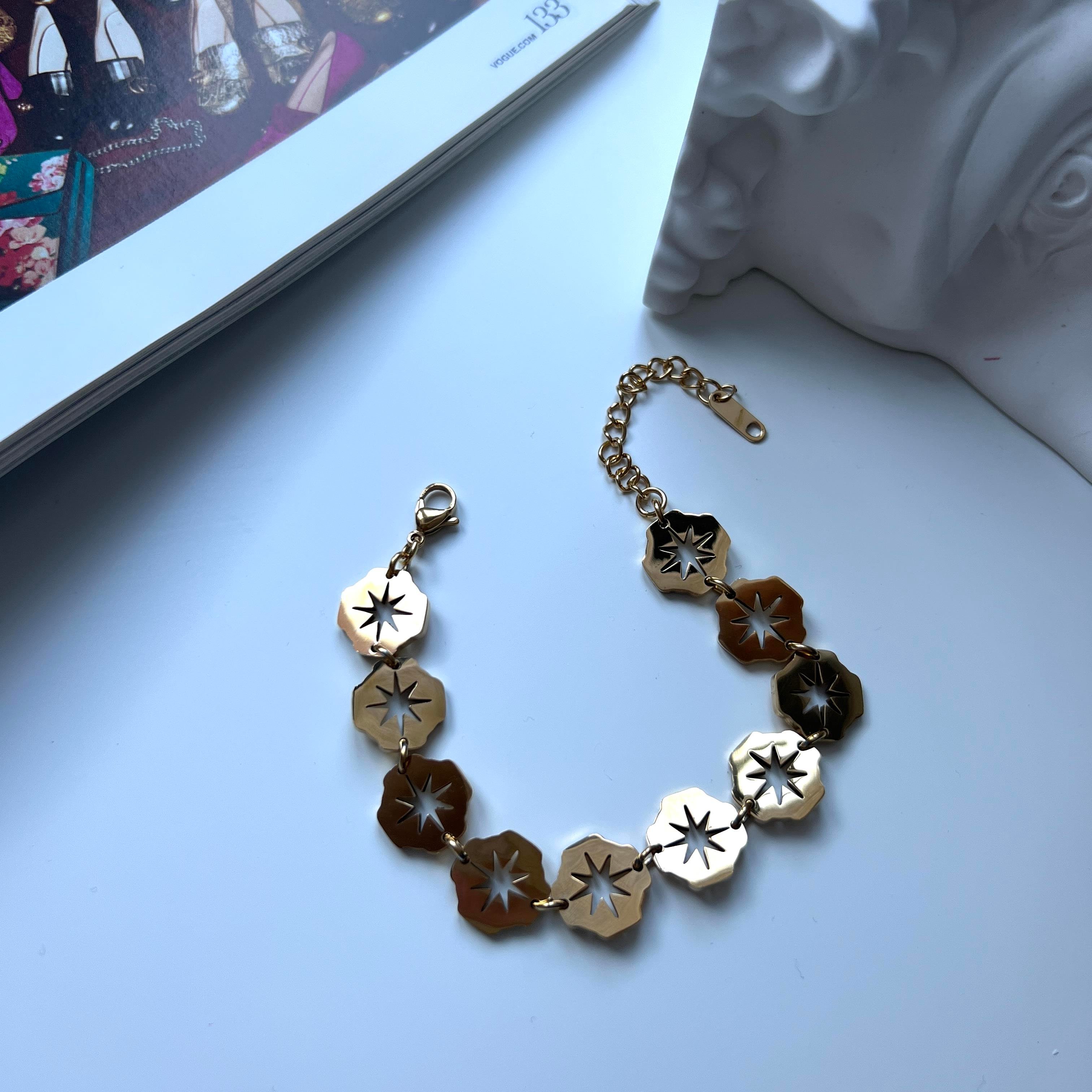 Çelik Plaka Kuzey Yıldızı Bileklik