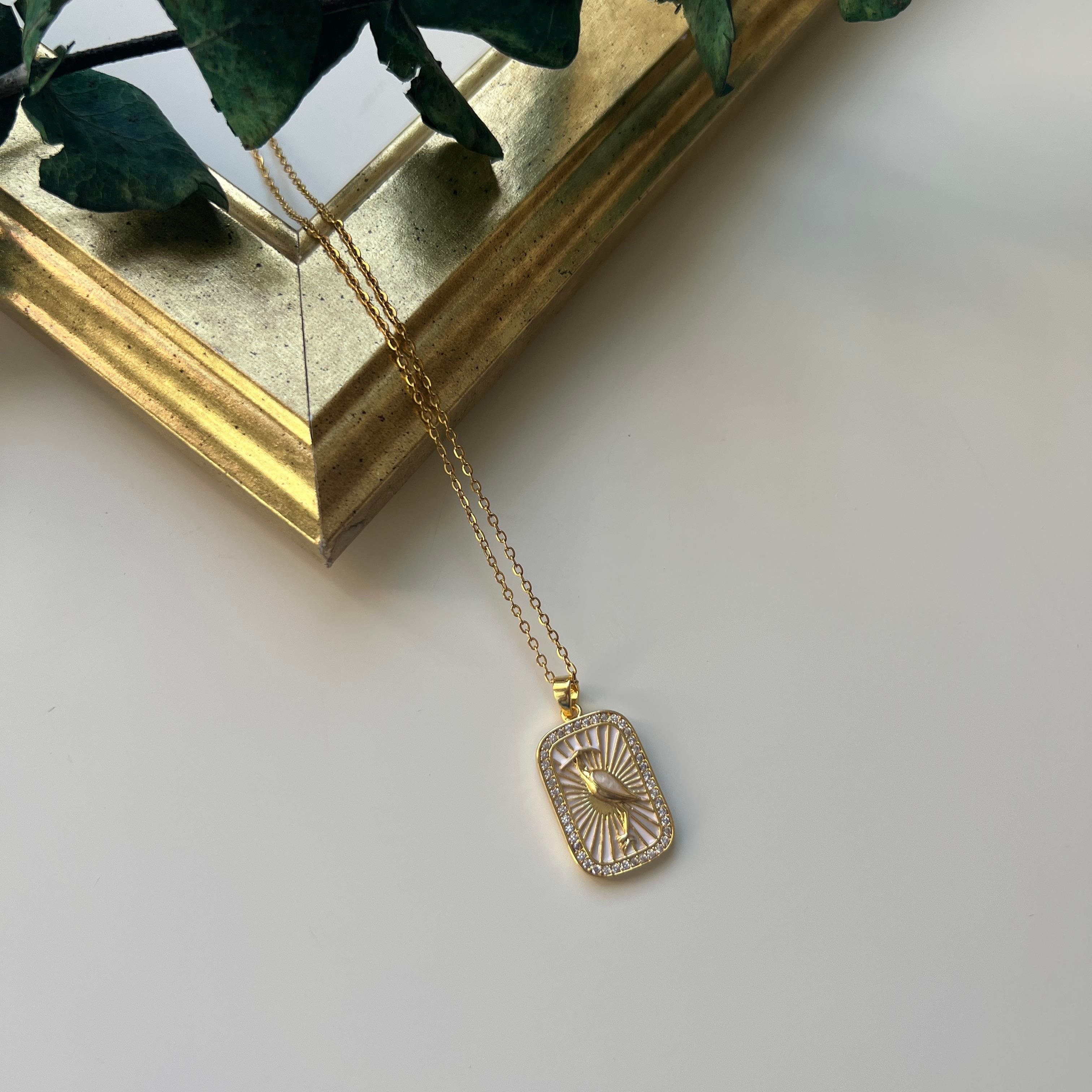 Çelik Plaka Pelikan Kolye