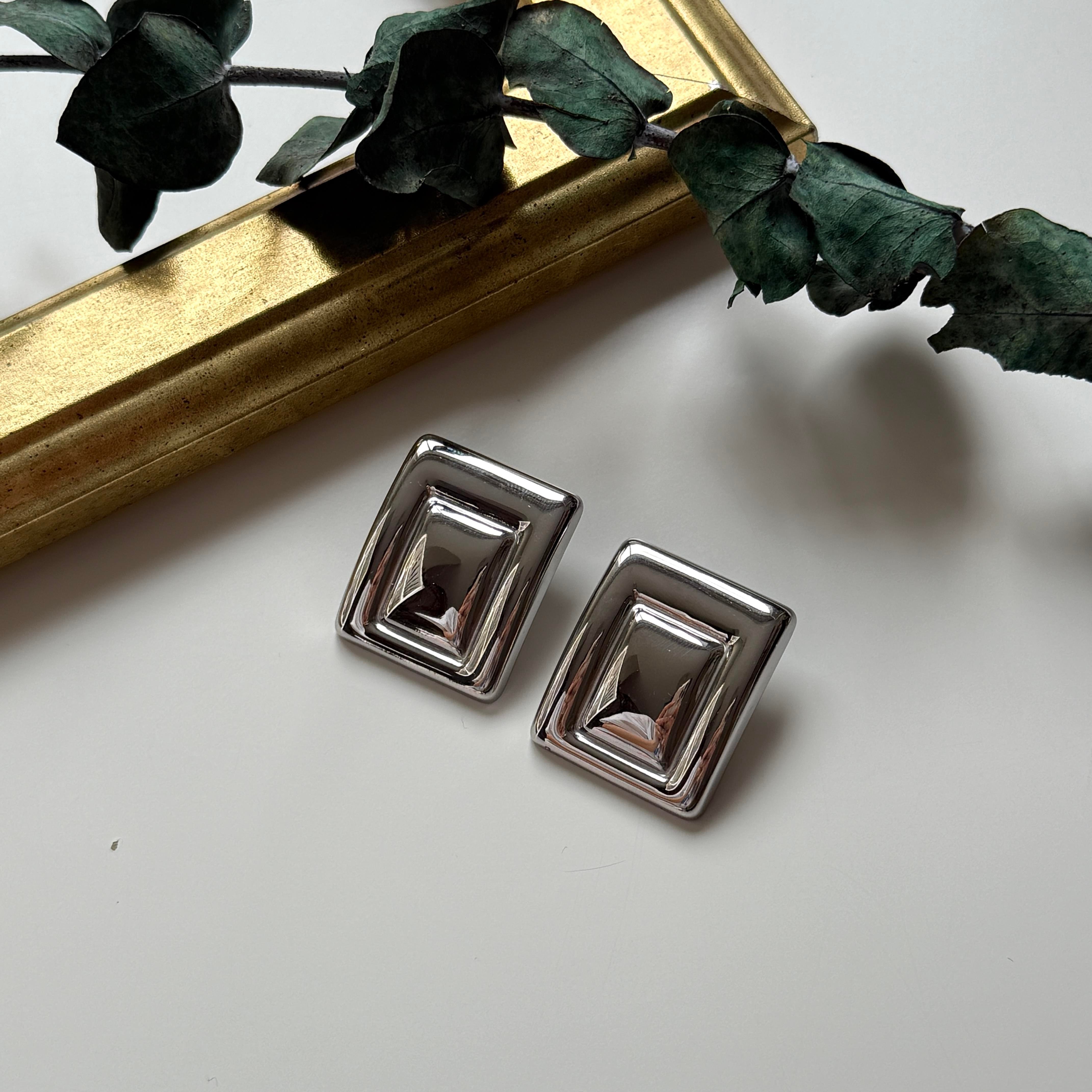 Çelik Silver Plaka Küpe