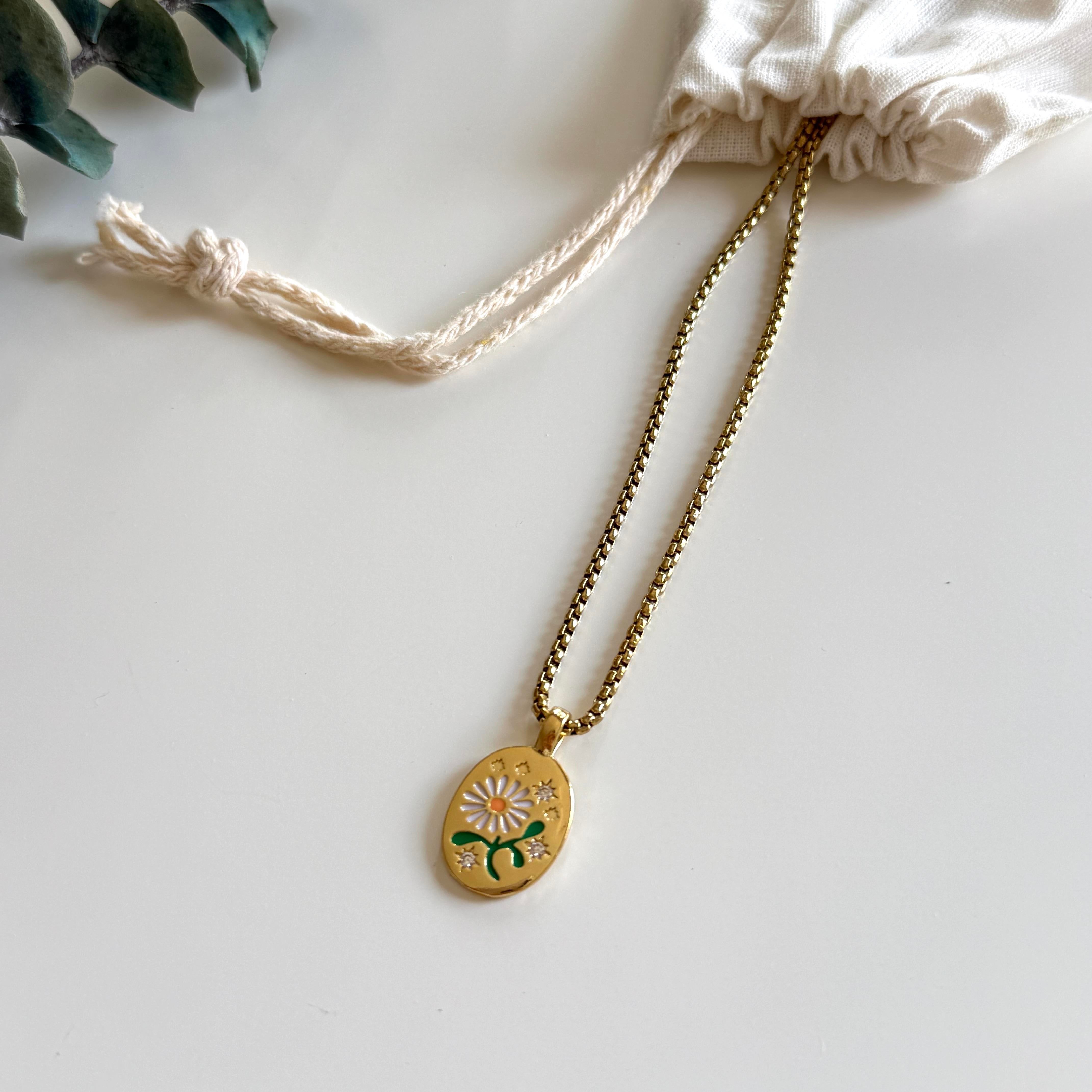 Çelik Tarot Papatya Kolye