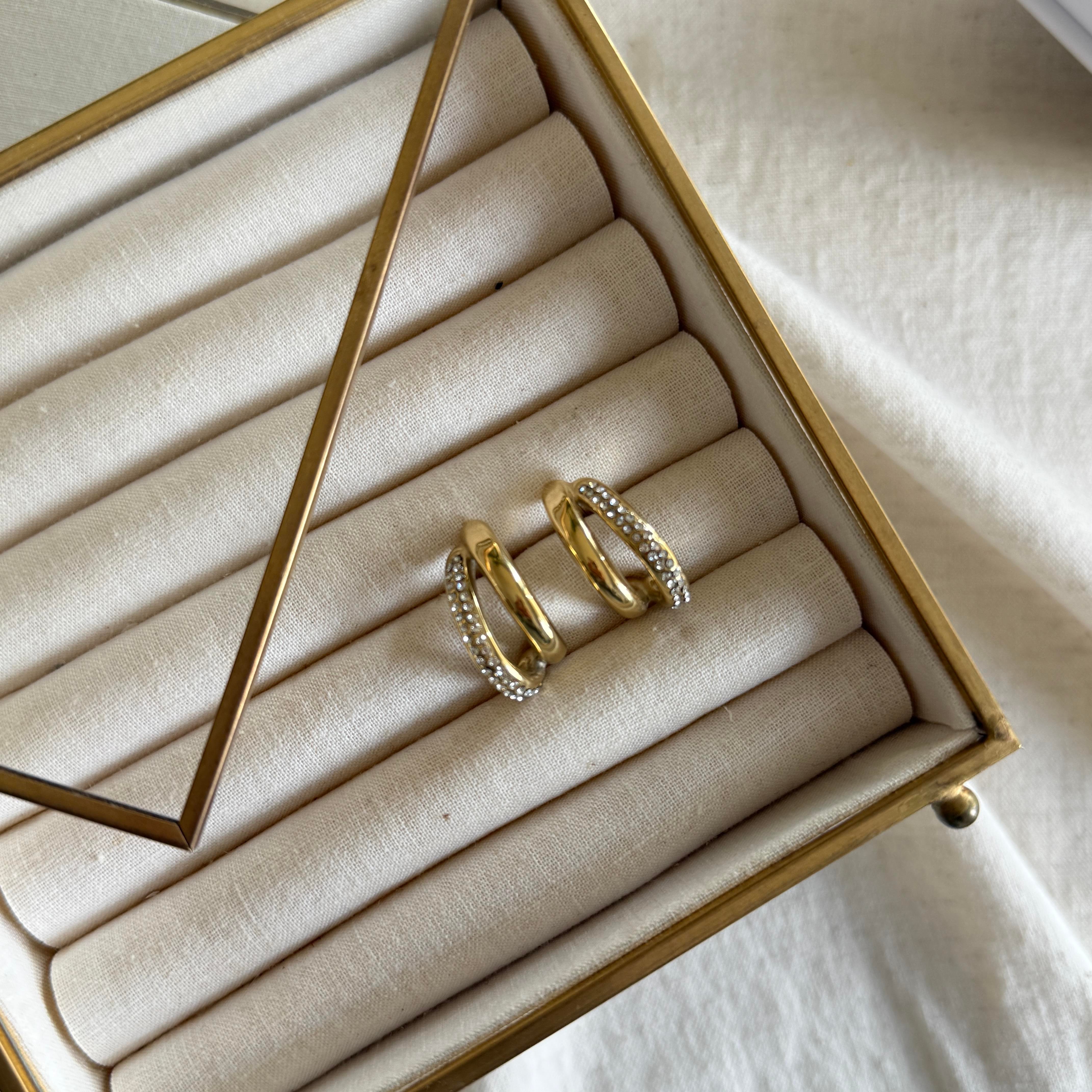 Çelik Taşlı İkili Görünüm Halka Küpe