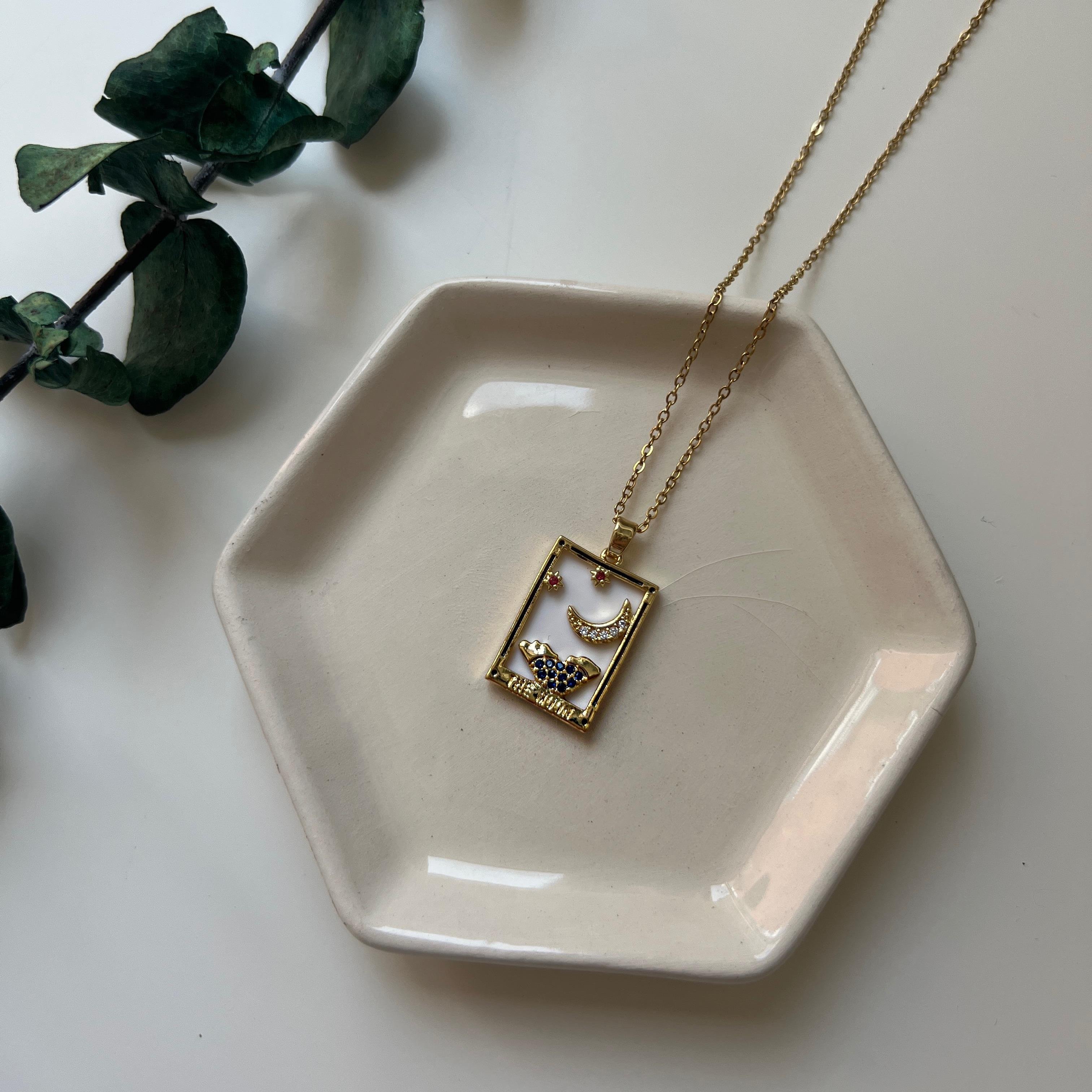 Çelik The Moon Tarot Kolye