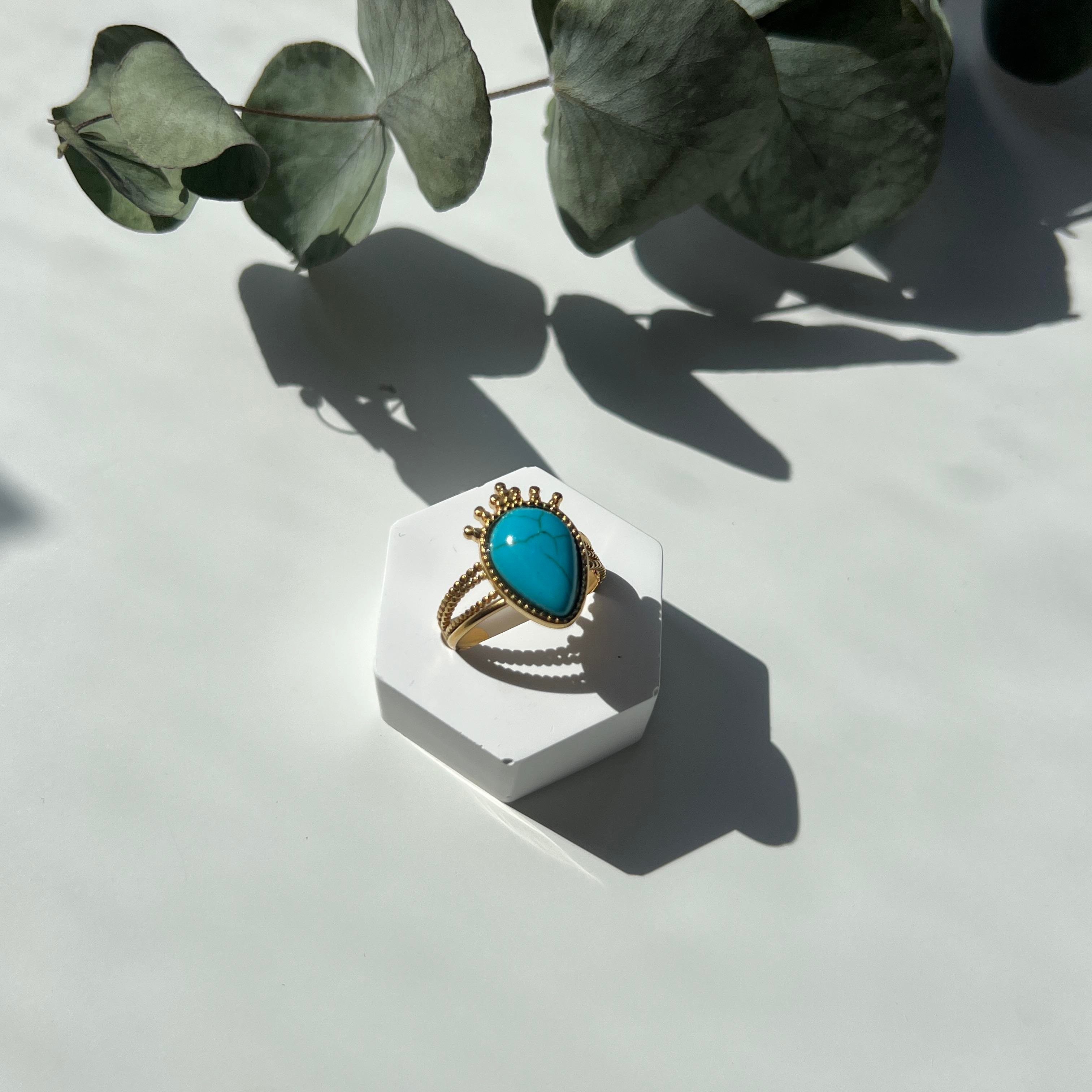 Çelik Turkuaz Taşı Yüzük