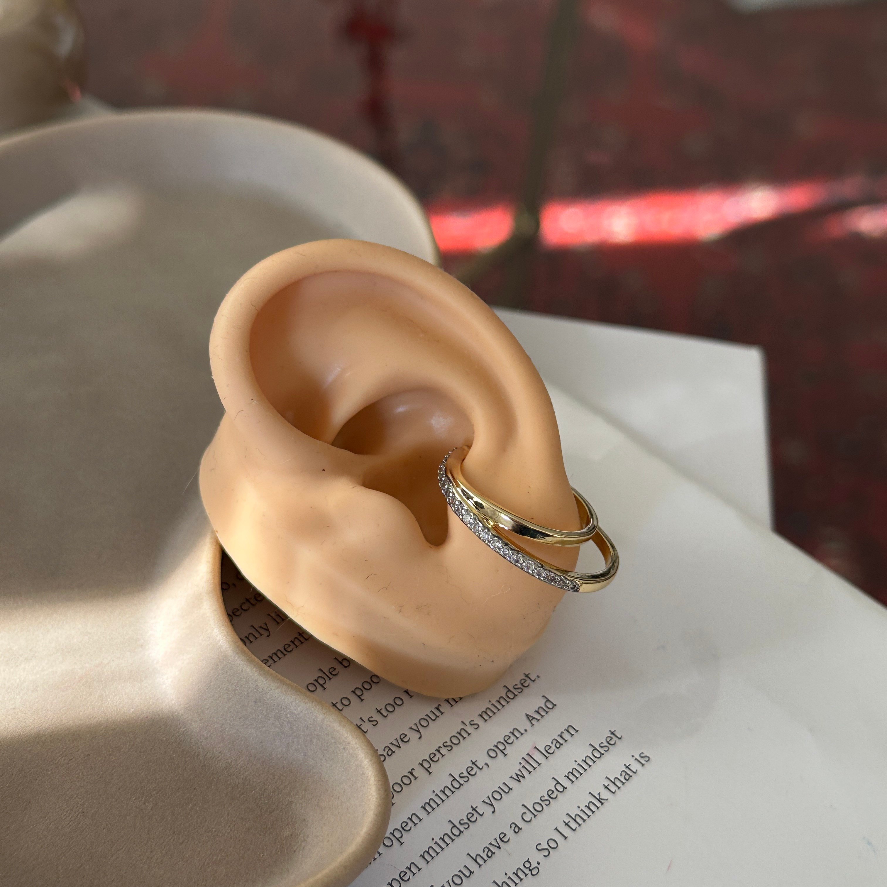 Çift Görünümlü Taşlı Earcuff Küpe