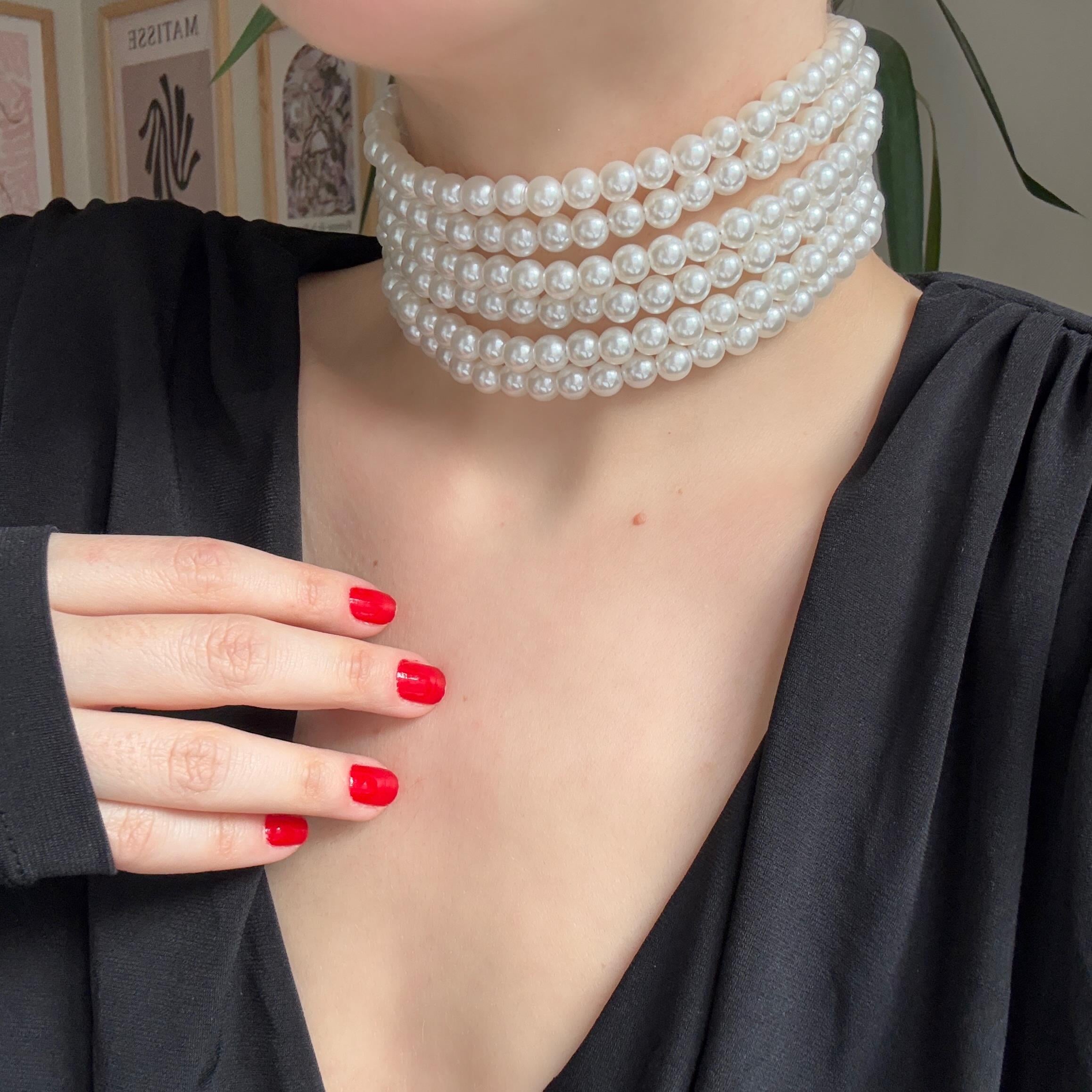 Çoklu İnci Choker Kolye