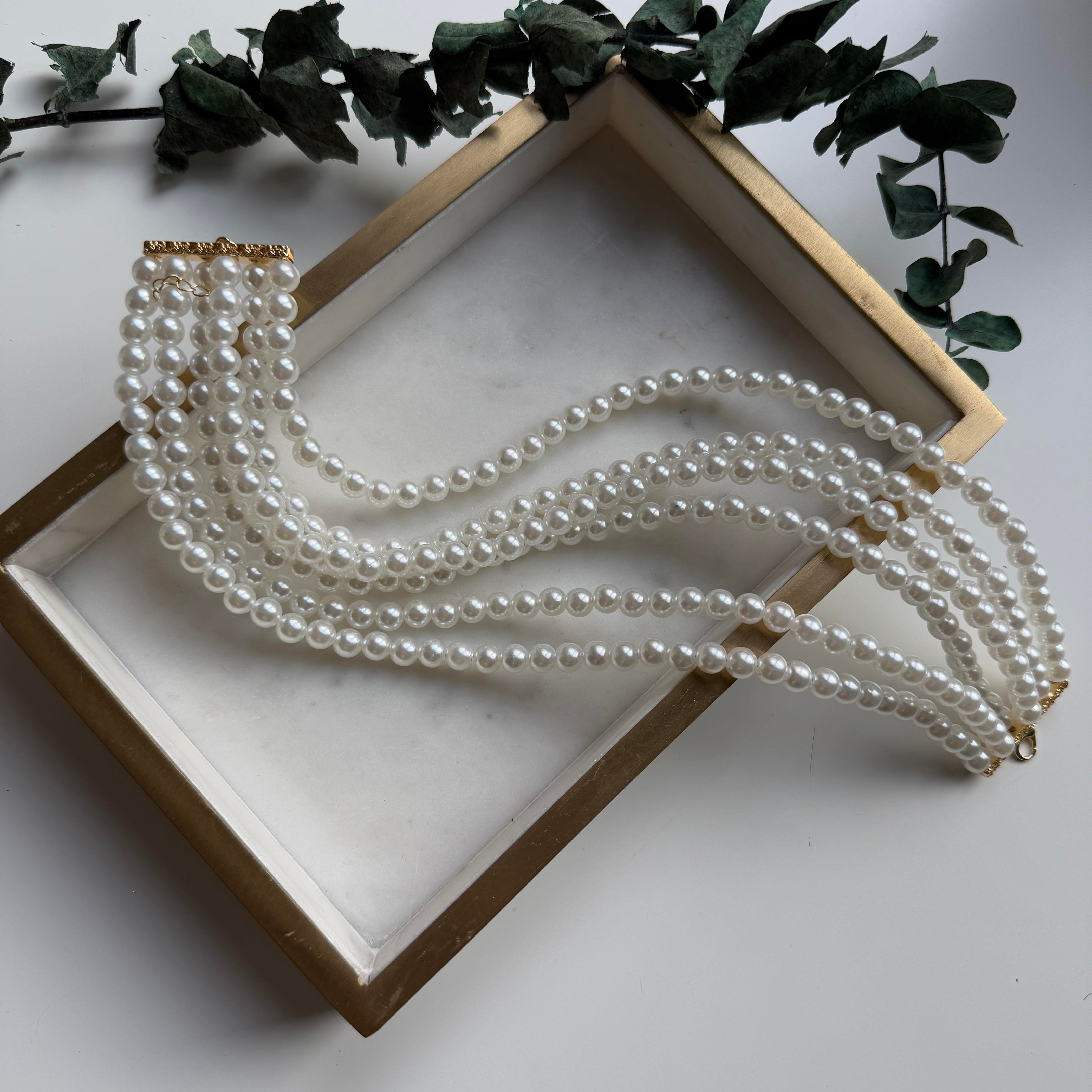 Çoklu İnci Choker Kolye