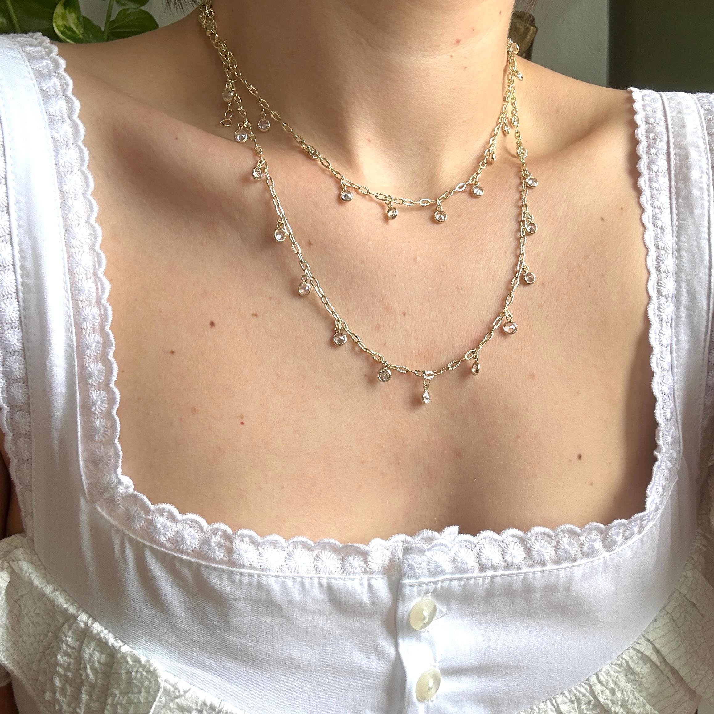 Damla Taşlı Zincir Kolye