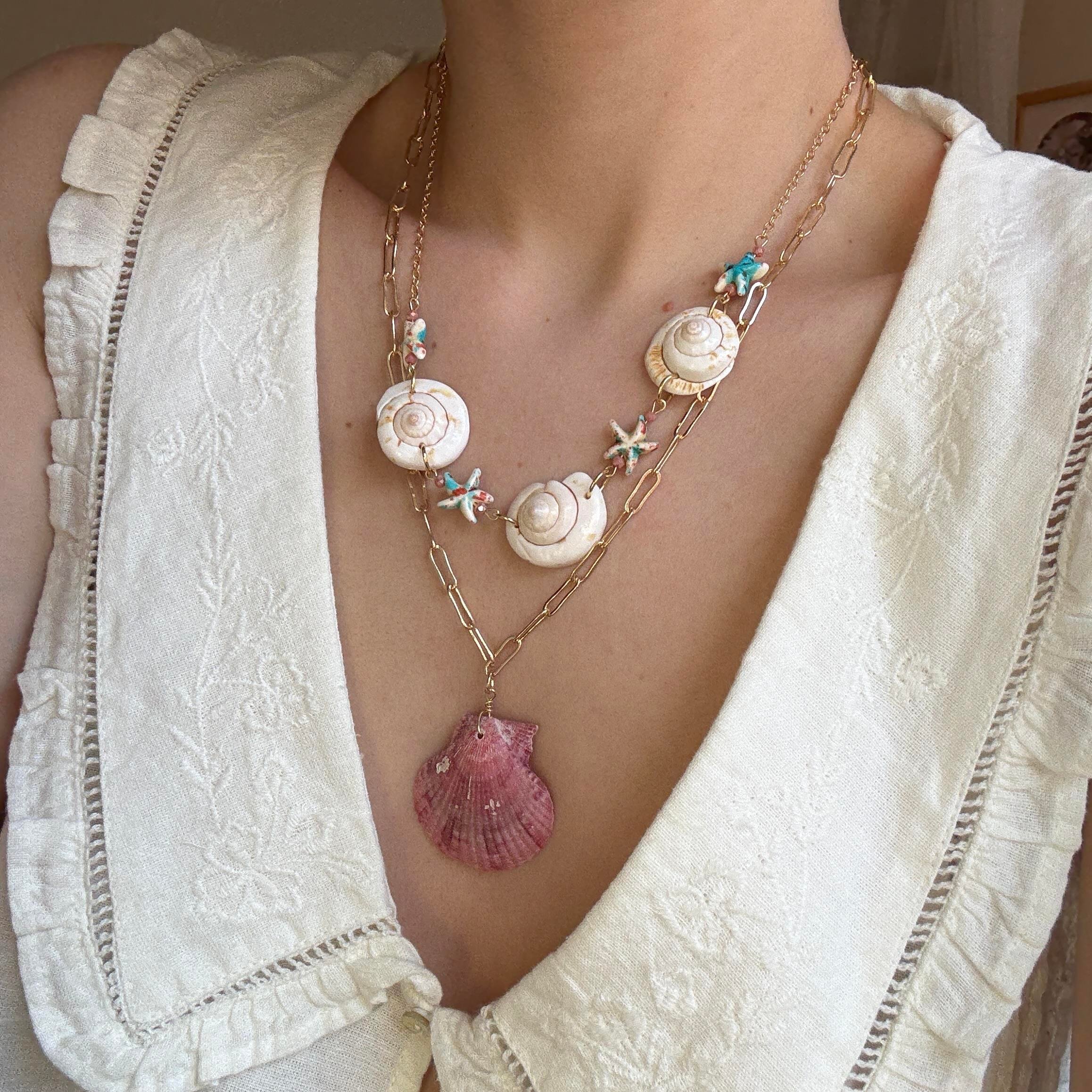 Deniz Kabuklu 2li Charm Kolye