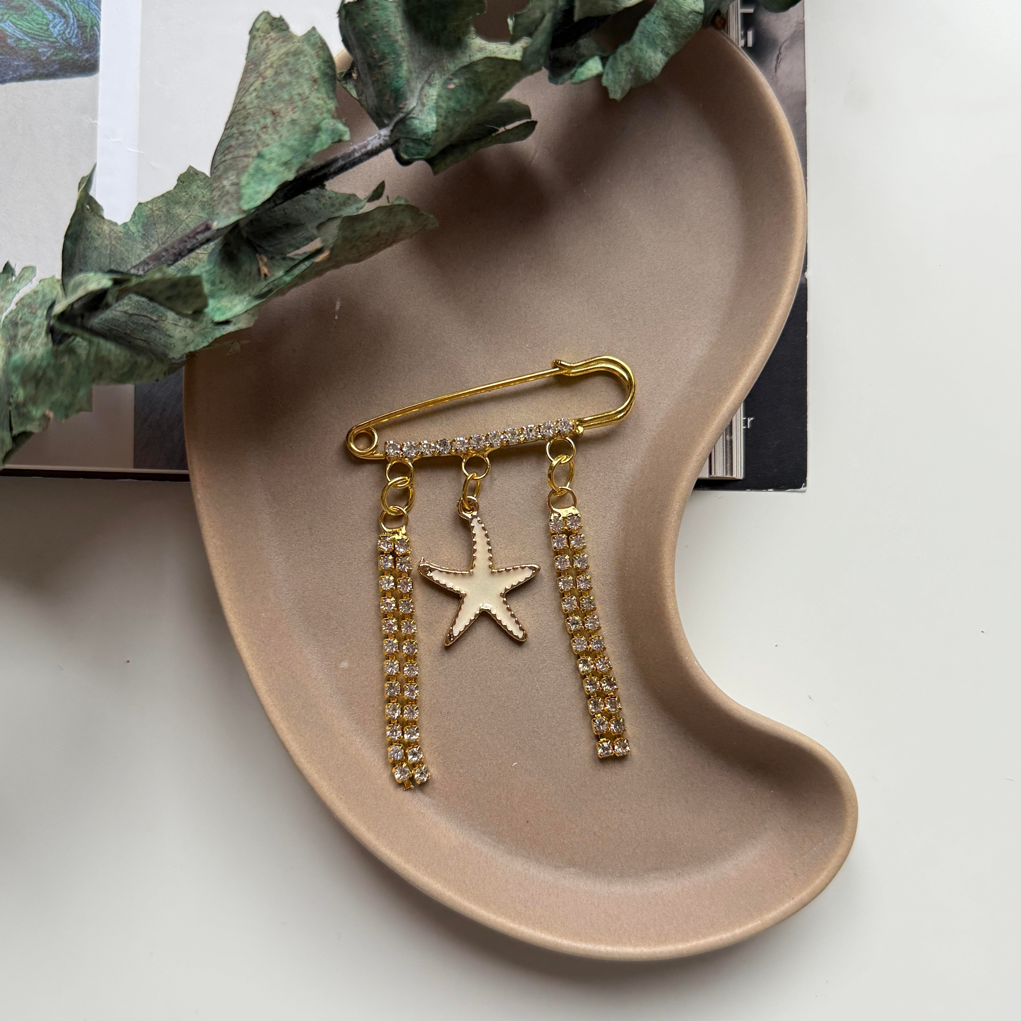 Deniz Yıldızı Taşlı Broş