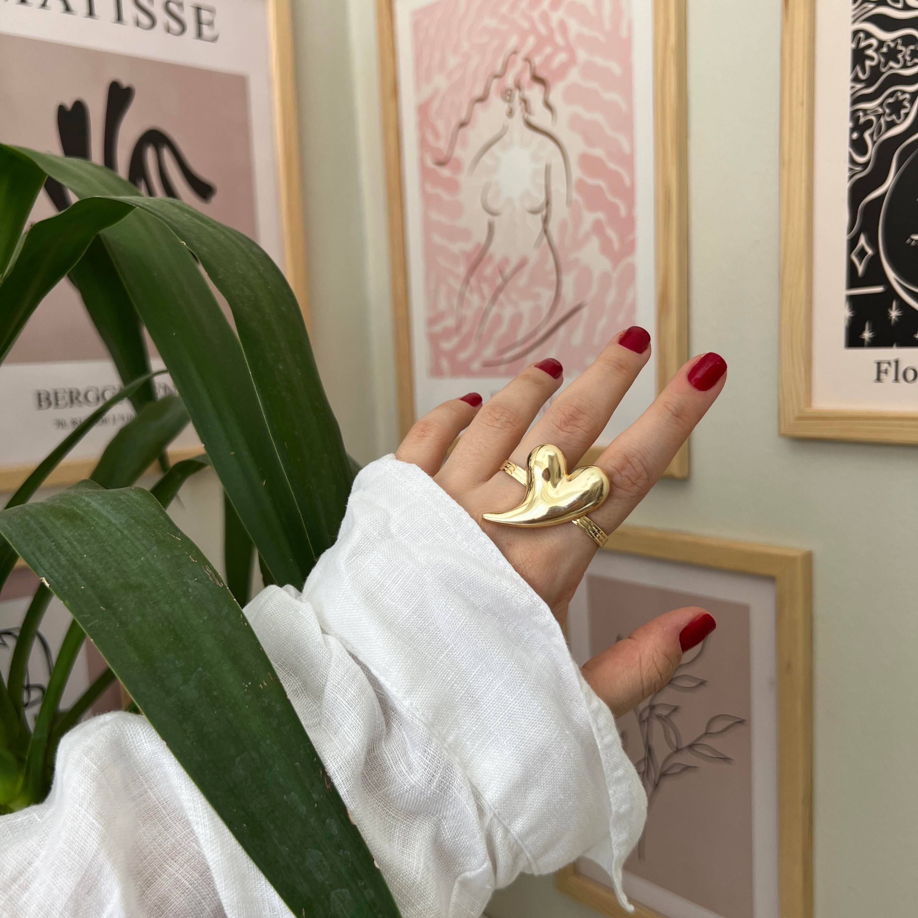 Gold Çift Kalp Yüzük