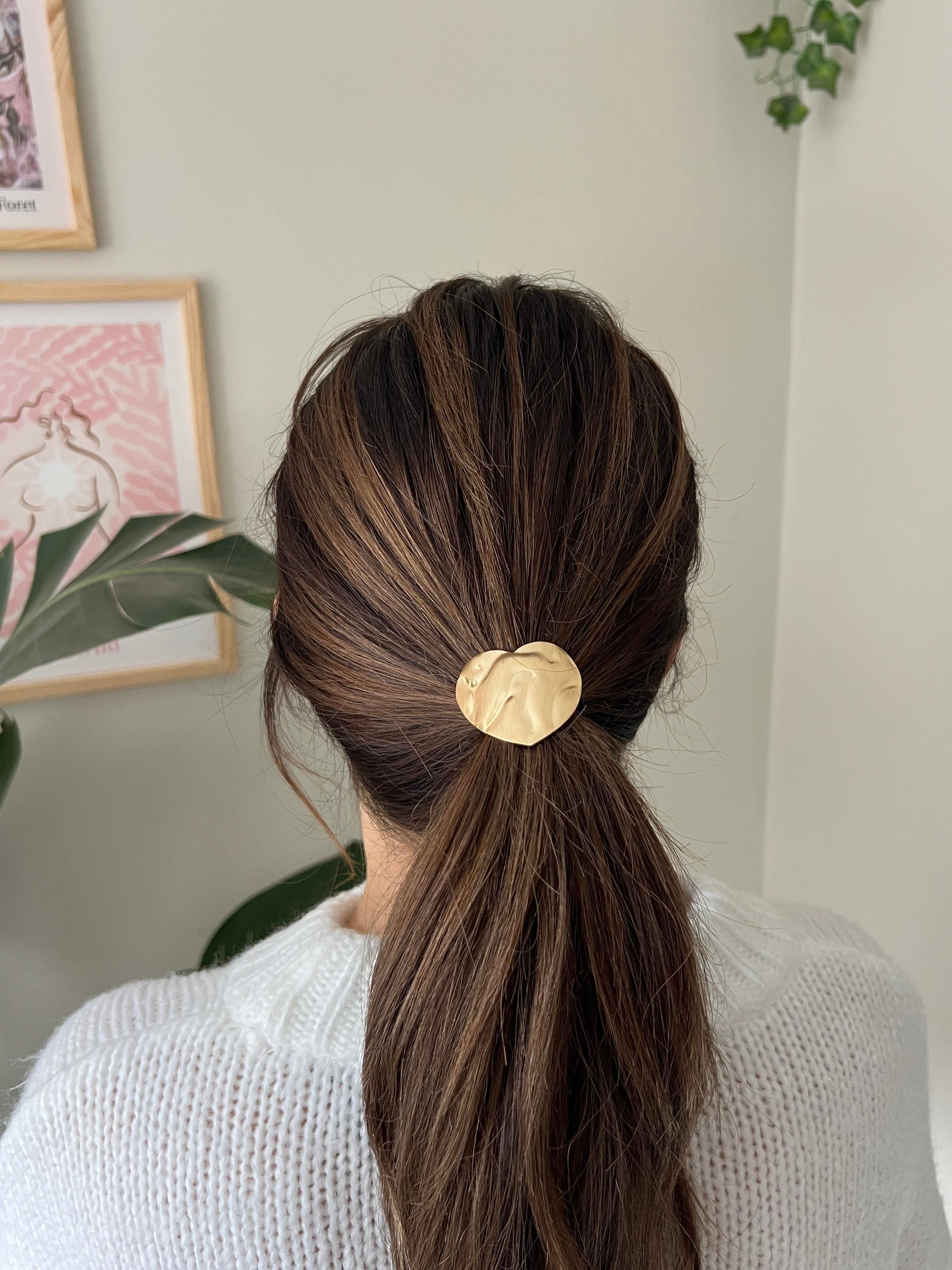 Gold Dalgalı Kalp Lastik Toka